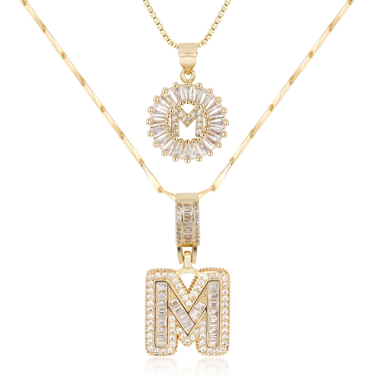 2pc 14k Diamond Letter Initial Necklaces 35