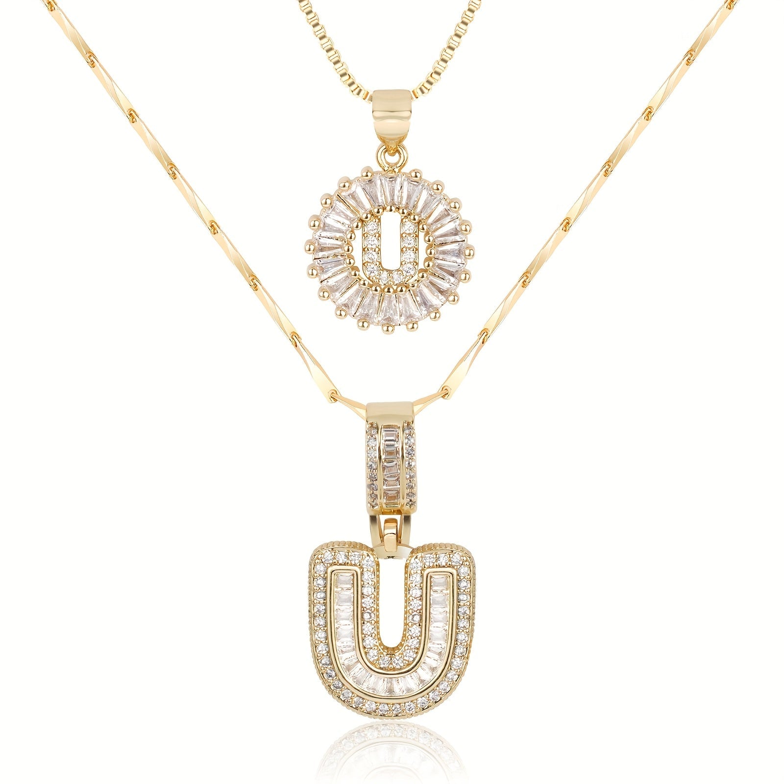 2pc 14k Diamond Letter Initial Necklaces 51