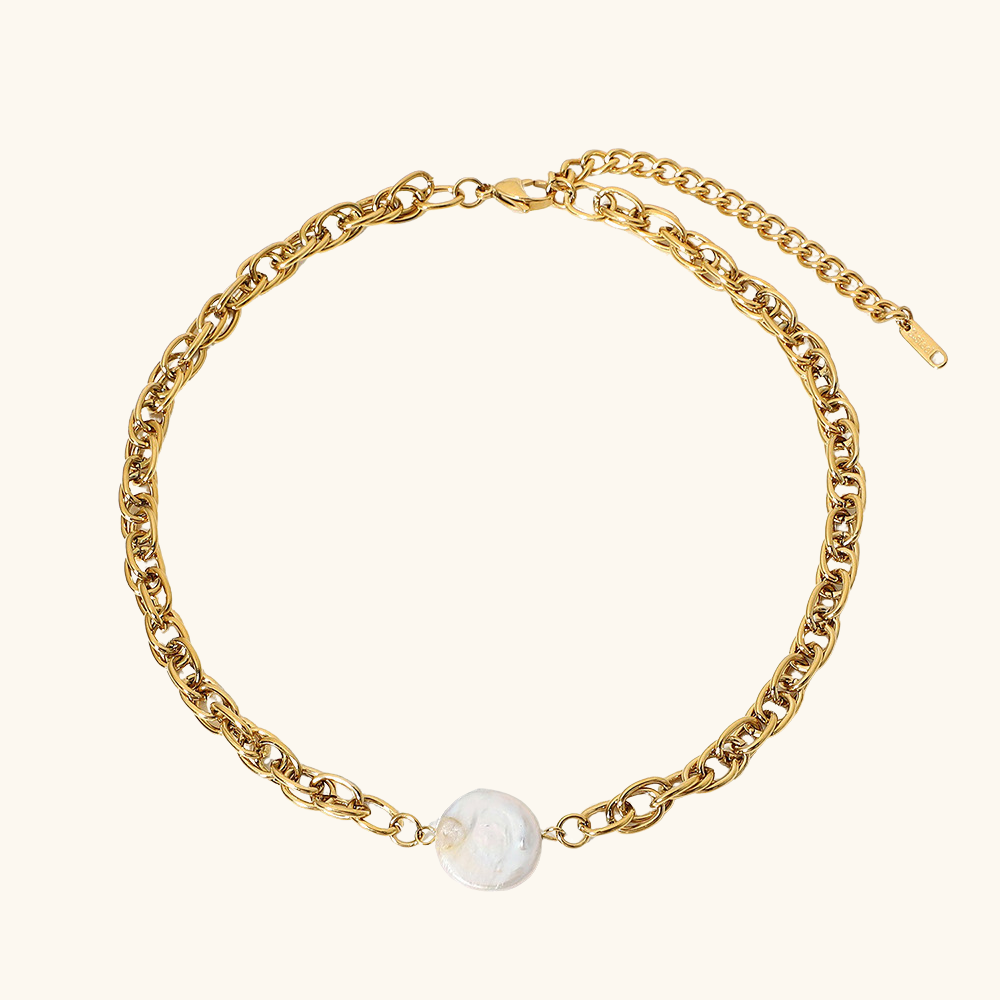 Noa Gold Link Pearl Choker 1