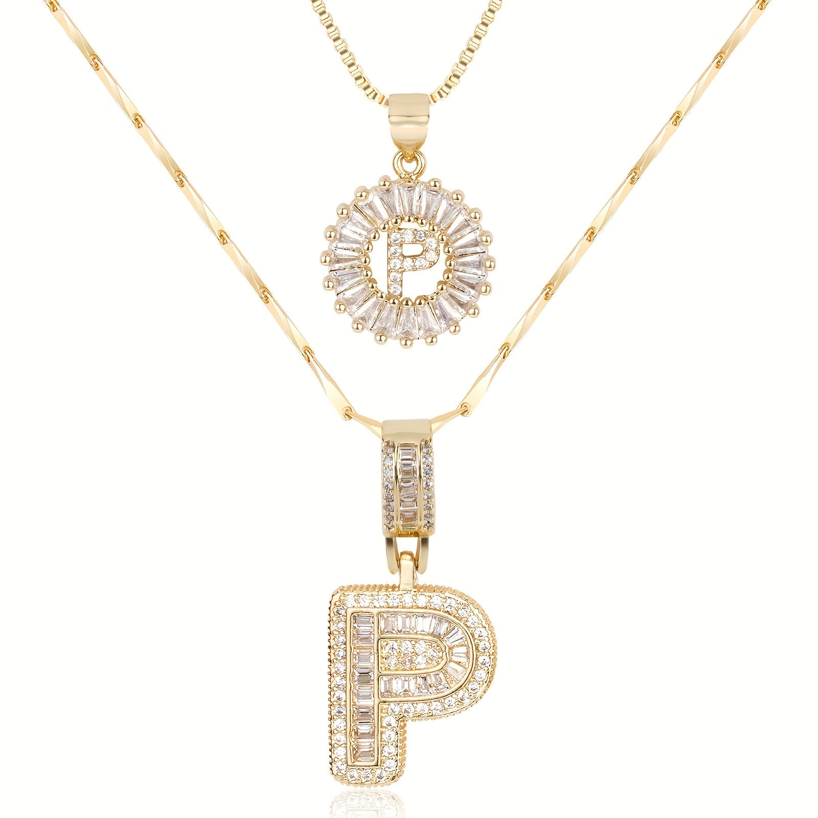 2pc 14k Diamond Letter Initial Necklaces 41
