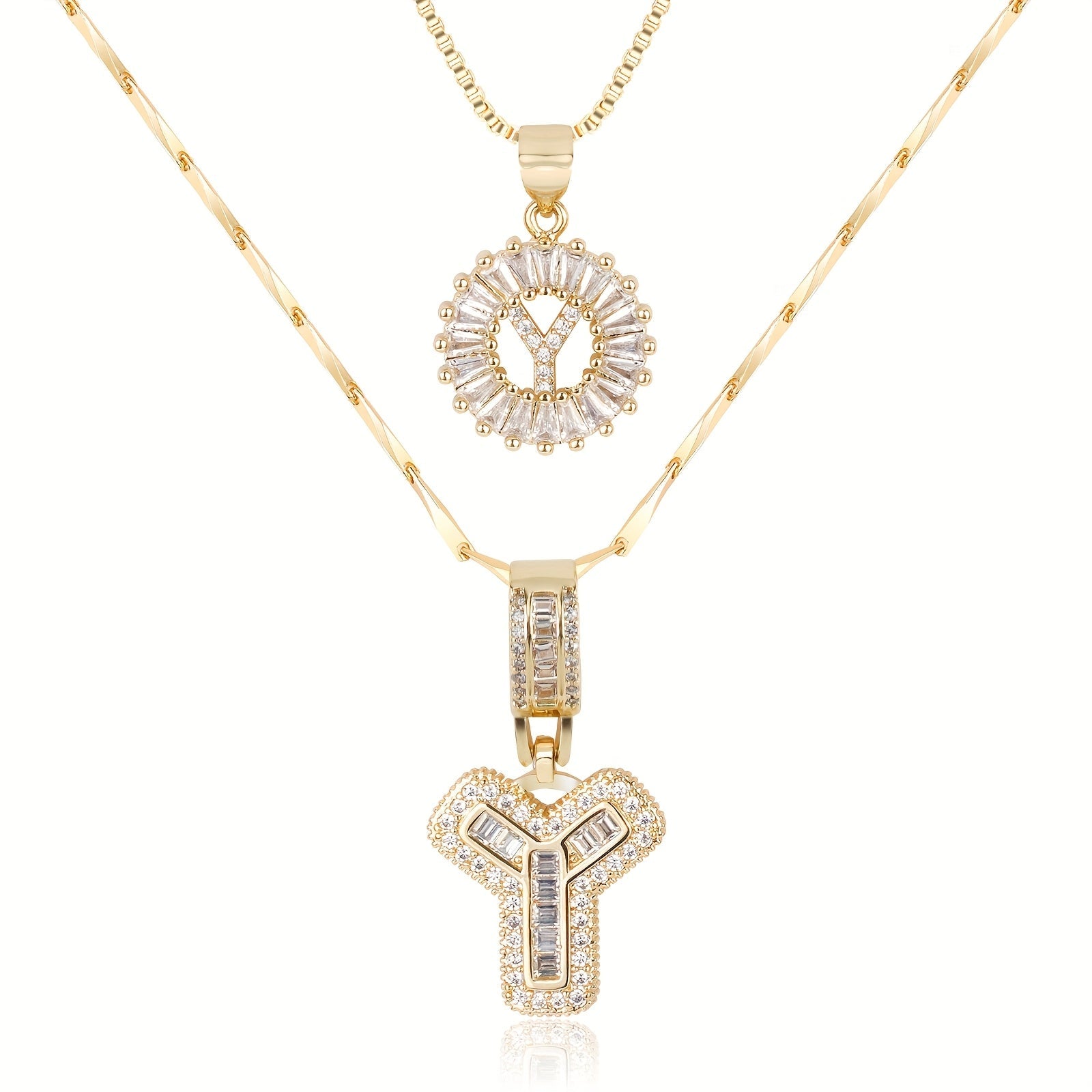 2pc 14k Diamond Letter Initial Necklaces 59