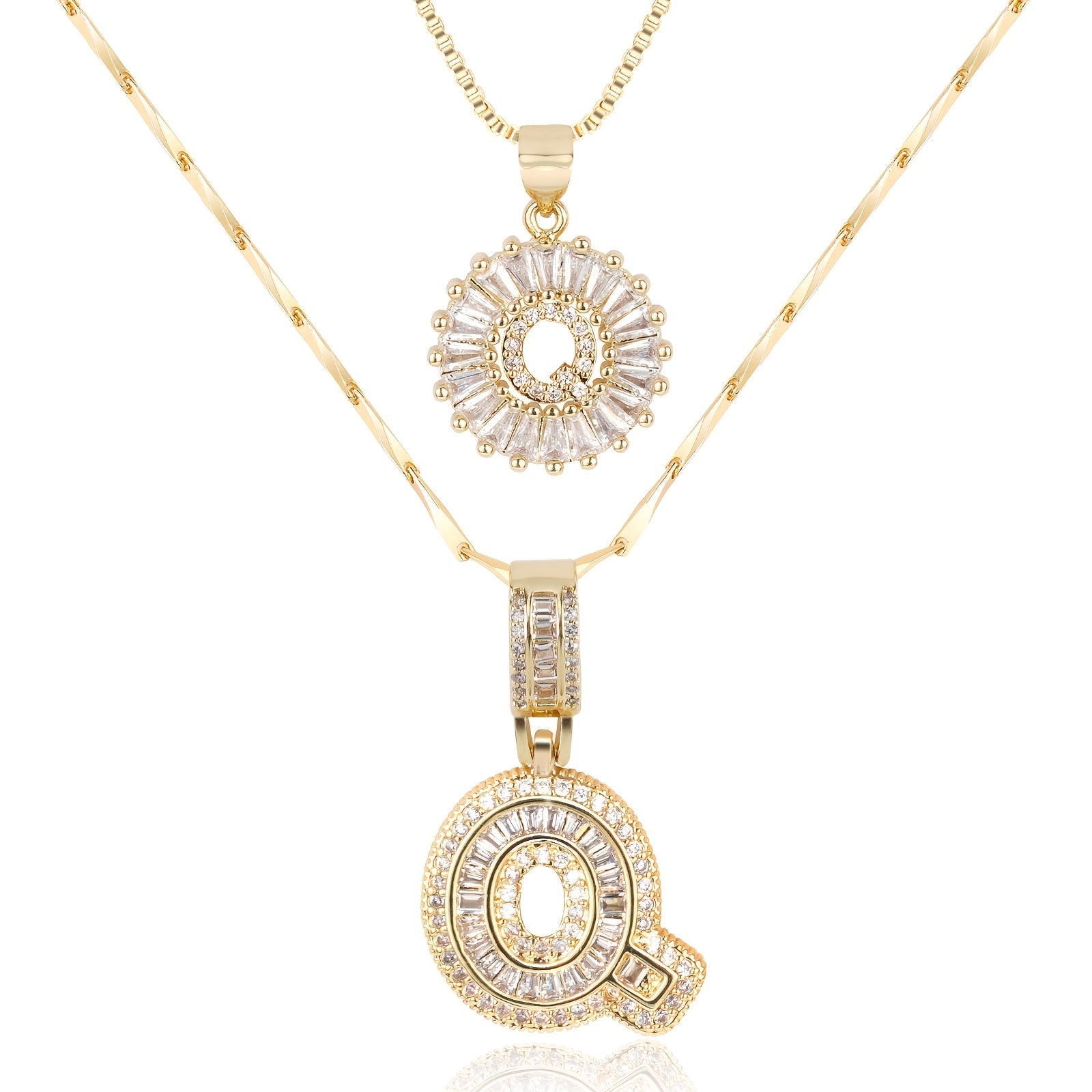 2pc 14k Diamond Letter Initial Necklaces 43