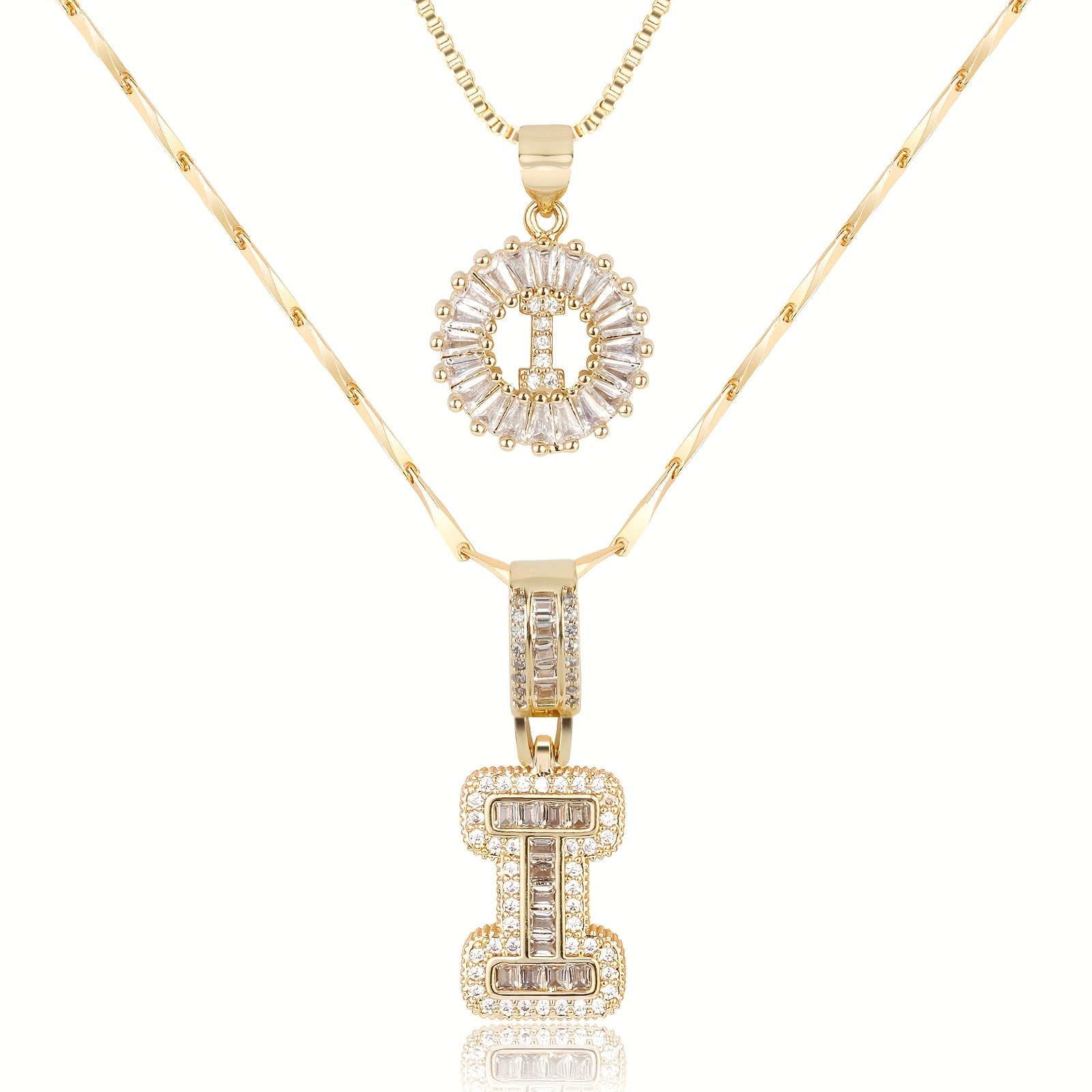 2pc 14k Diamond Letter Initial Necklaces 27