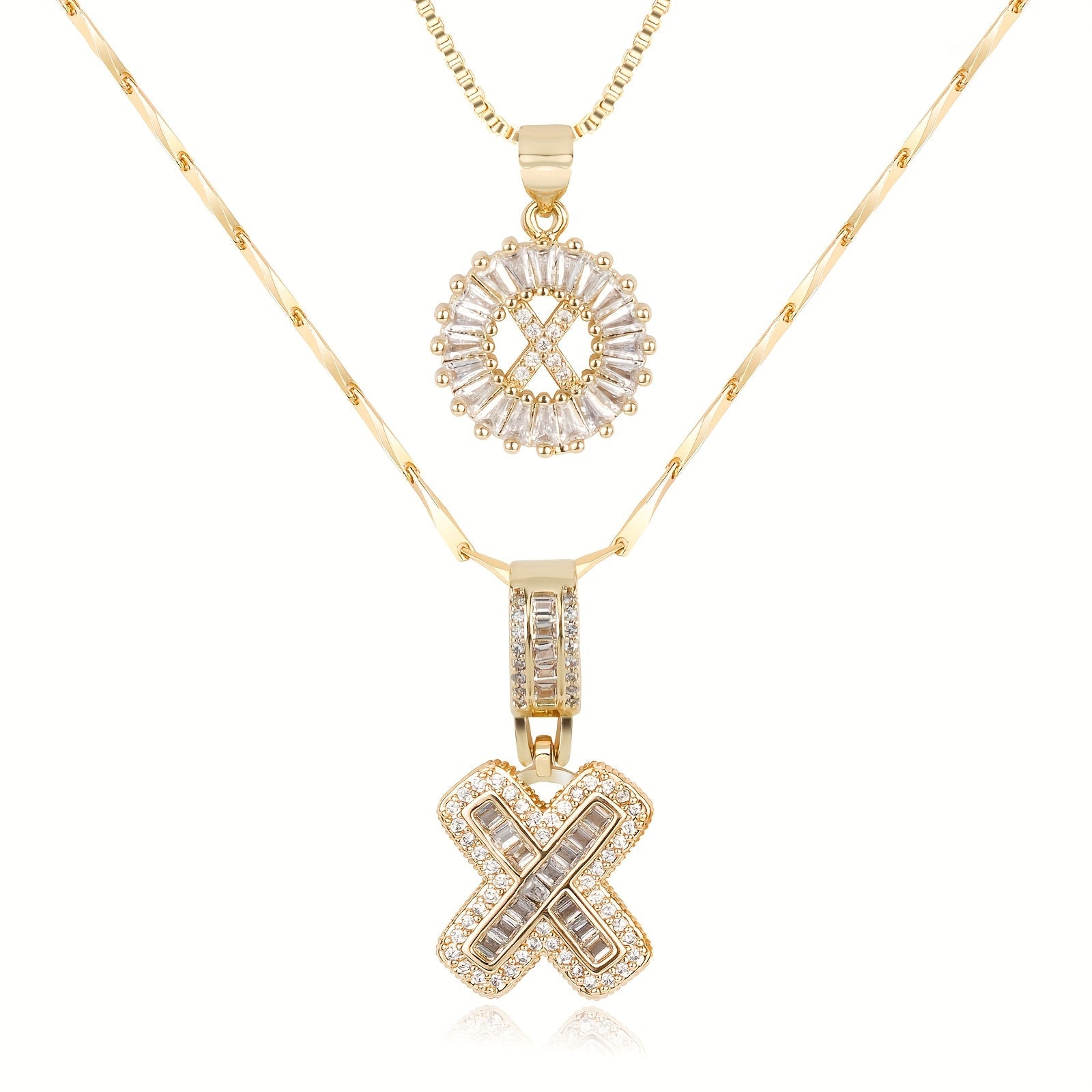 2pc 14k Diamond Letter Initial Necklaces 57