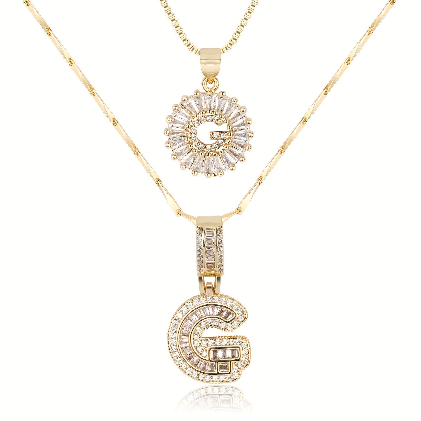 2pc 14k Diamond Letter Initial Necklaces 23