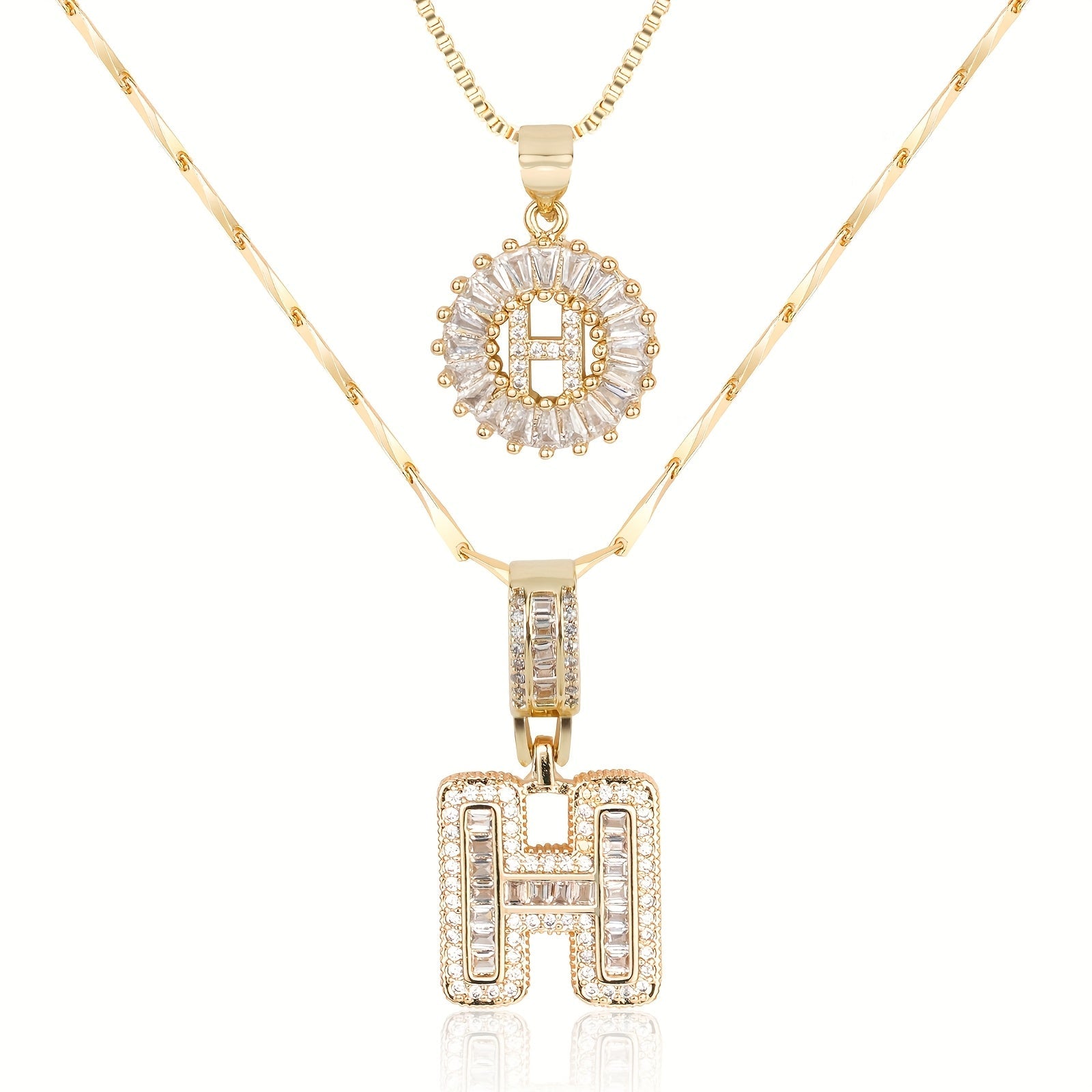 2pc 14k Diamond Letter Initial Necklaces 25