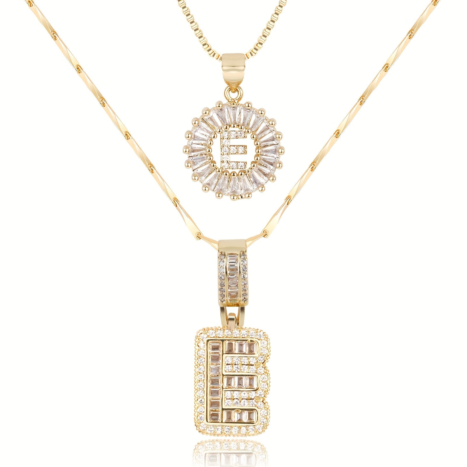 2pc 14k Diamond Letter Initial Necklaces 19