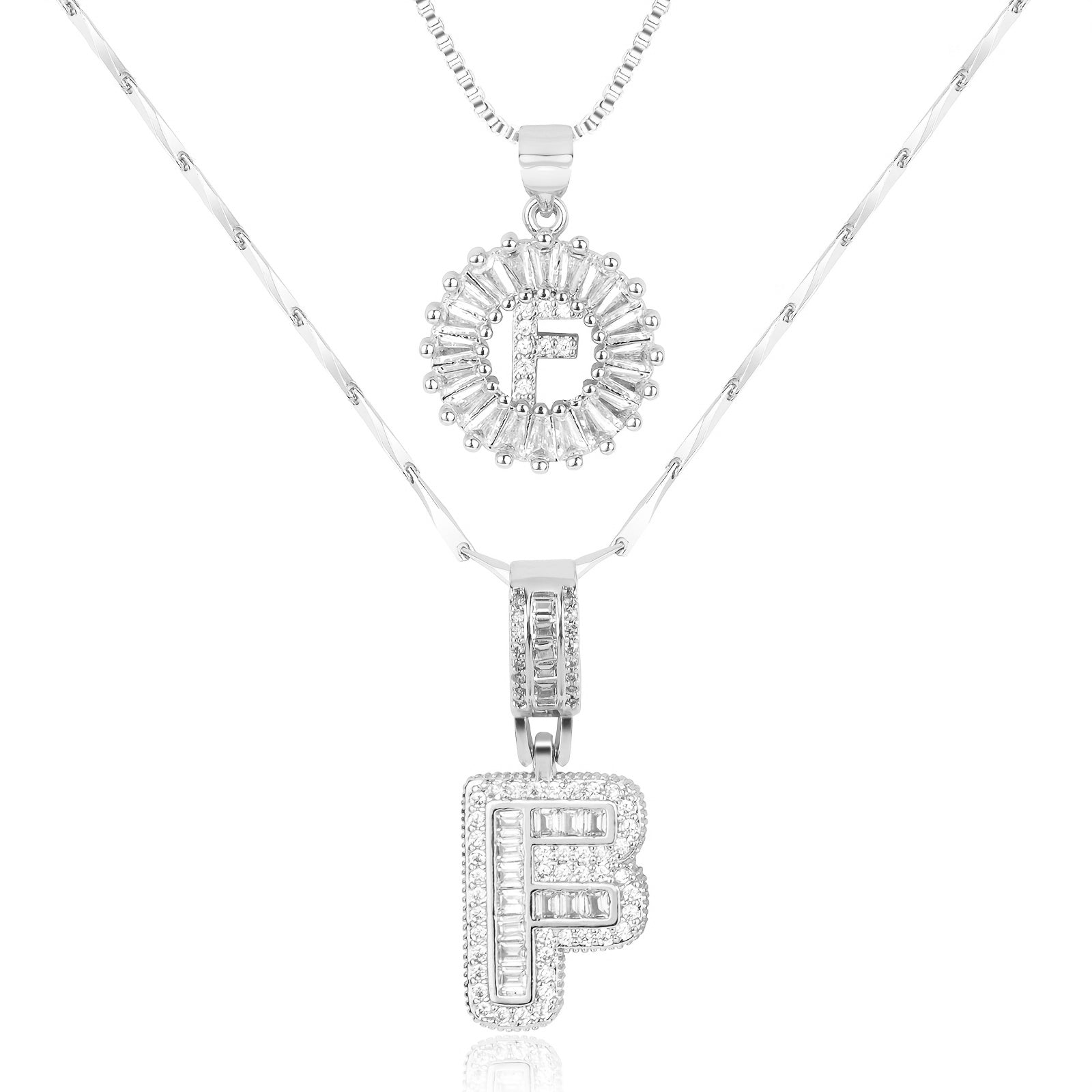 2pc 14k Diamond Letter Initial Necklaces 22