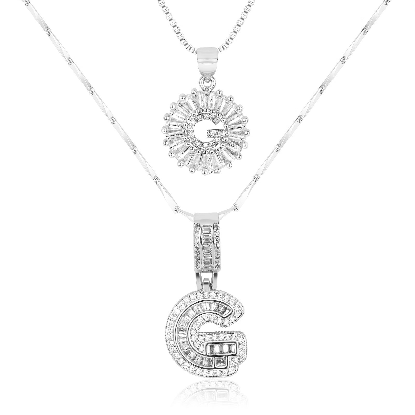 2pc 14k Diamond Letter Initial Necklaces 24
