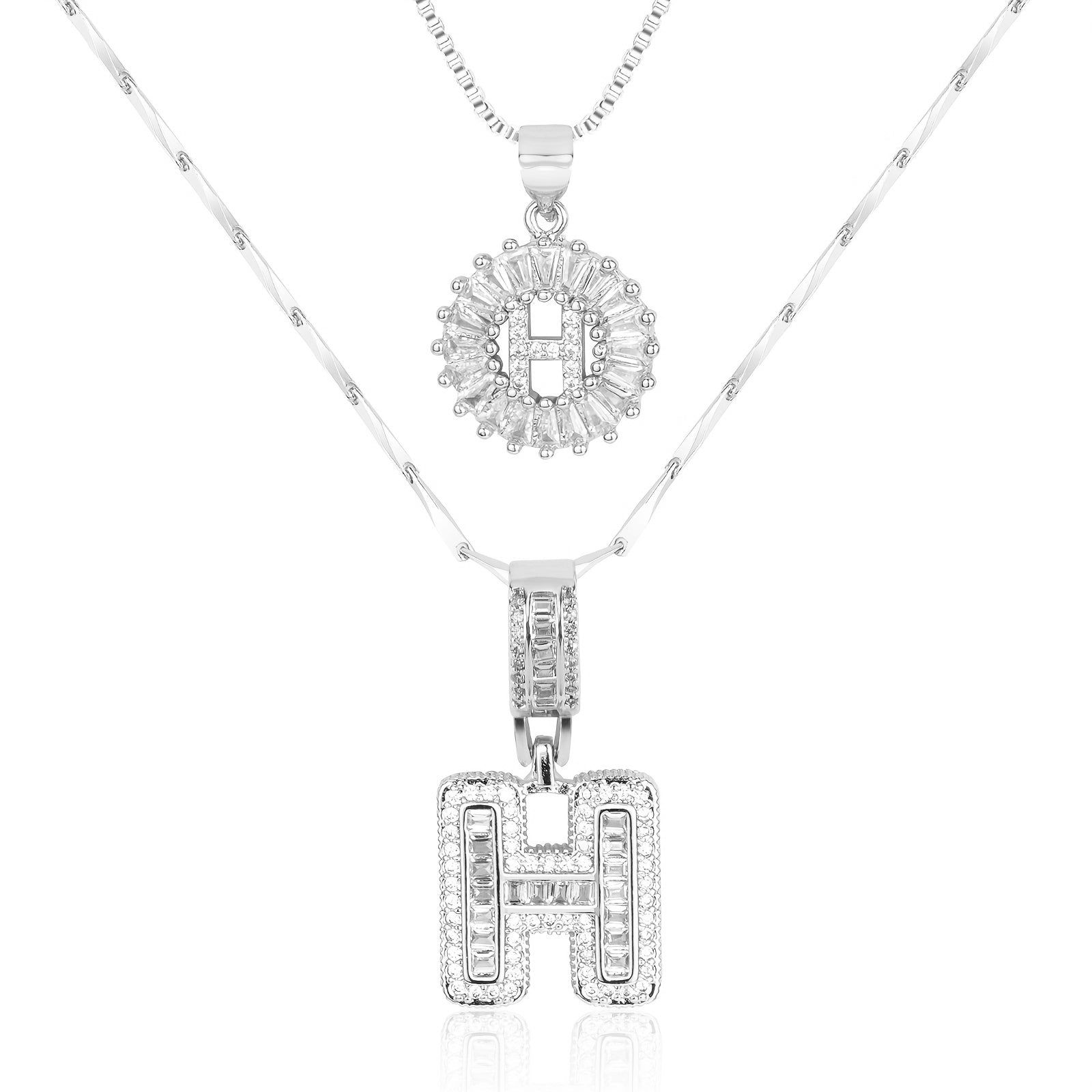 2pc 14k Diamond Letter Initial Necklaces 26