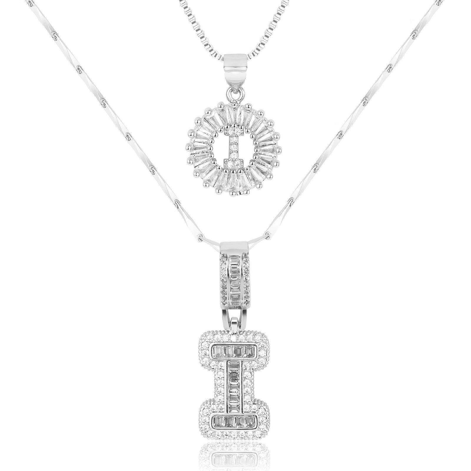 2pc 14k Diamond Letter Initial Necklaces 28
