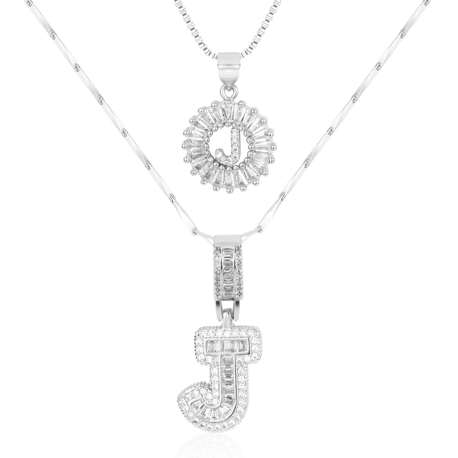 2pc 14k Diamond Letter Initial Necklaces 30
