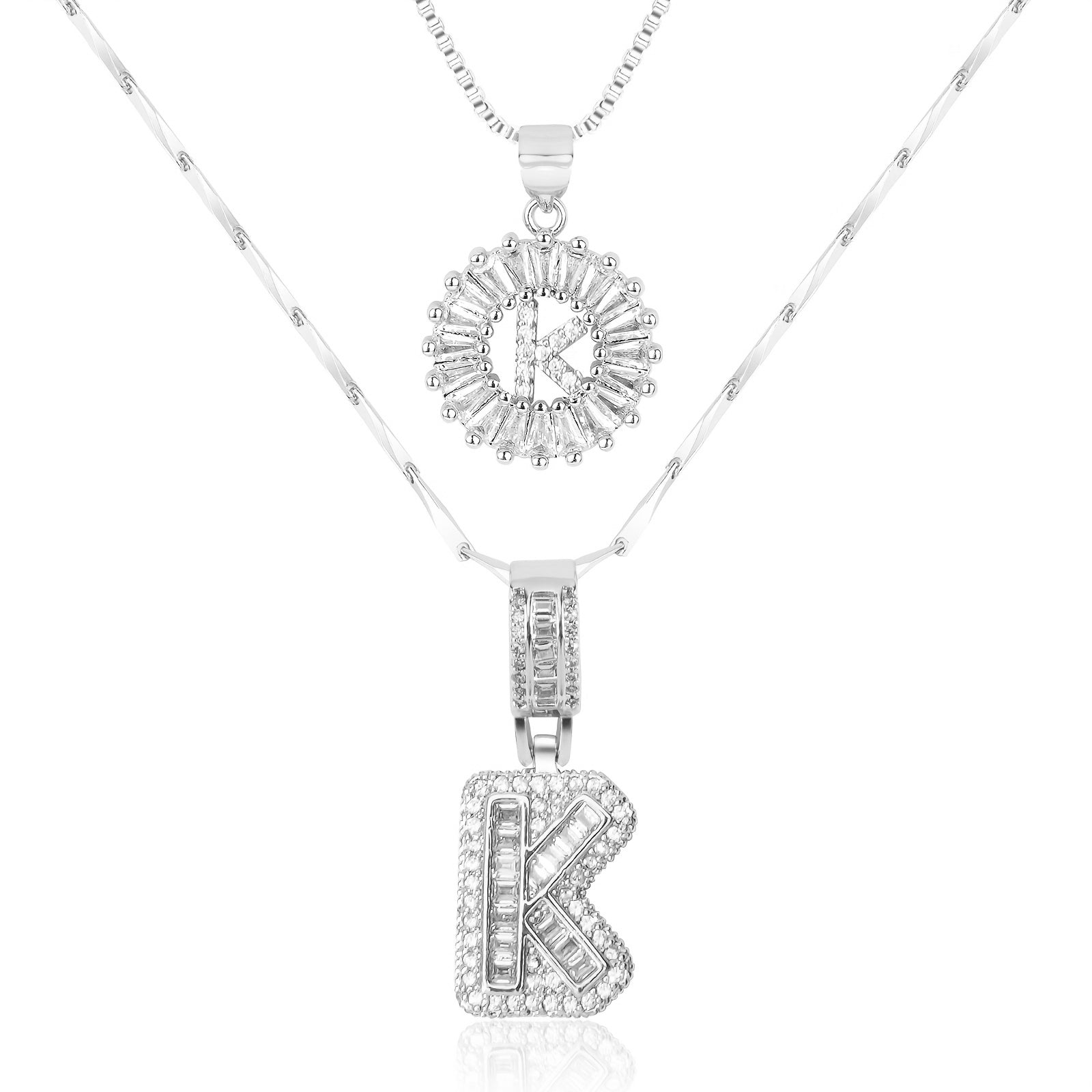 2pc 14k Diamond Letter Initial Necklaces 32