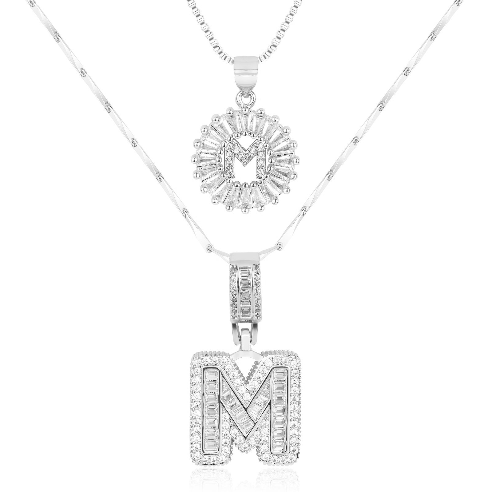 2pc 14k Diamond Letter Initial Necklaces 36