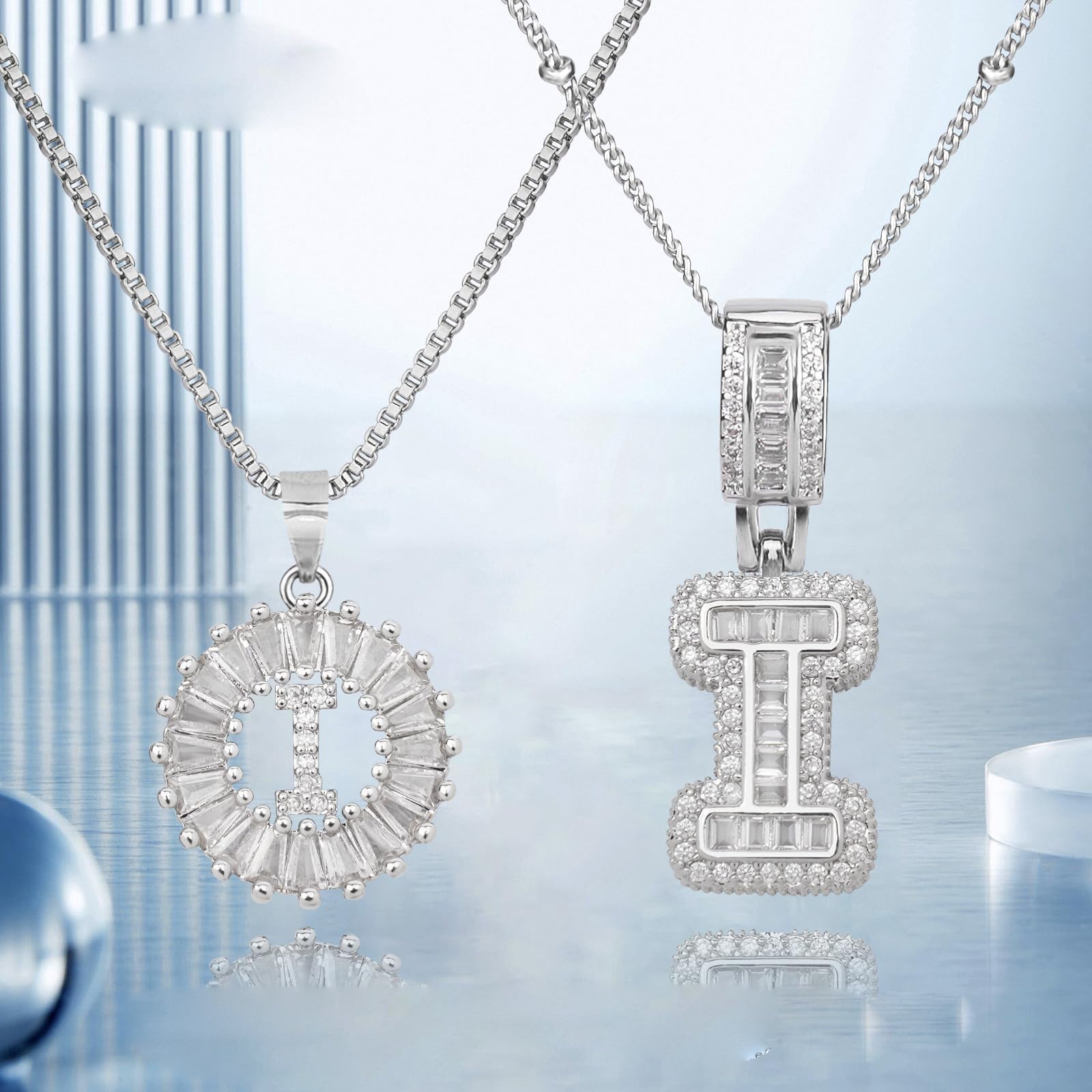 2pc 14k Diamond Letter Initial Necklaces 7