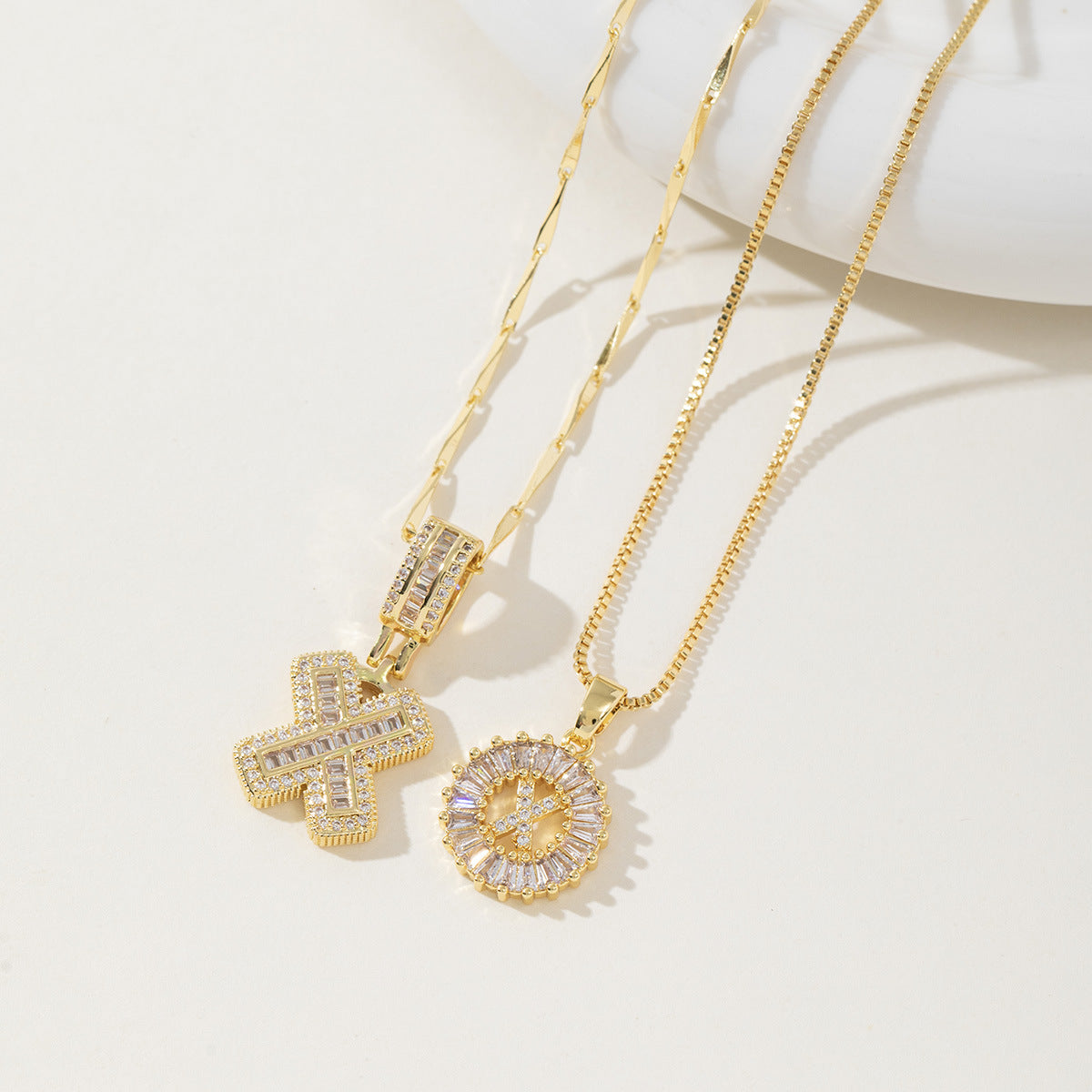 2pc 14k Diamond Letter Initial Necklaces 4