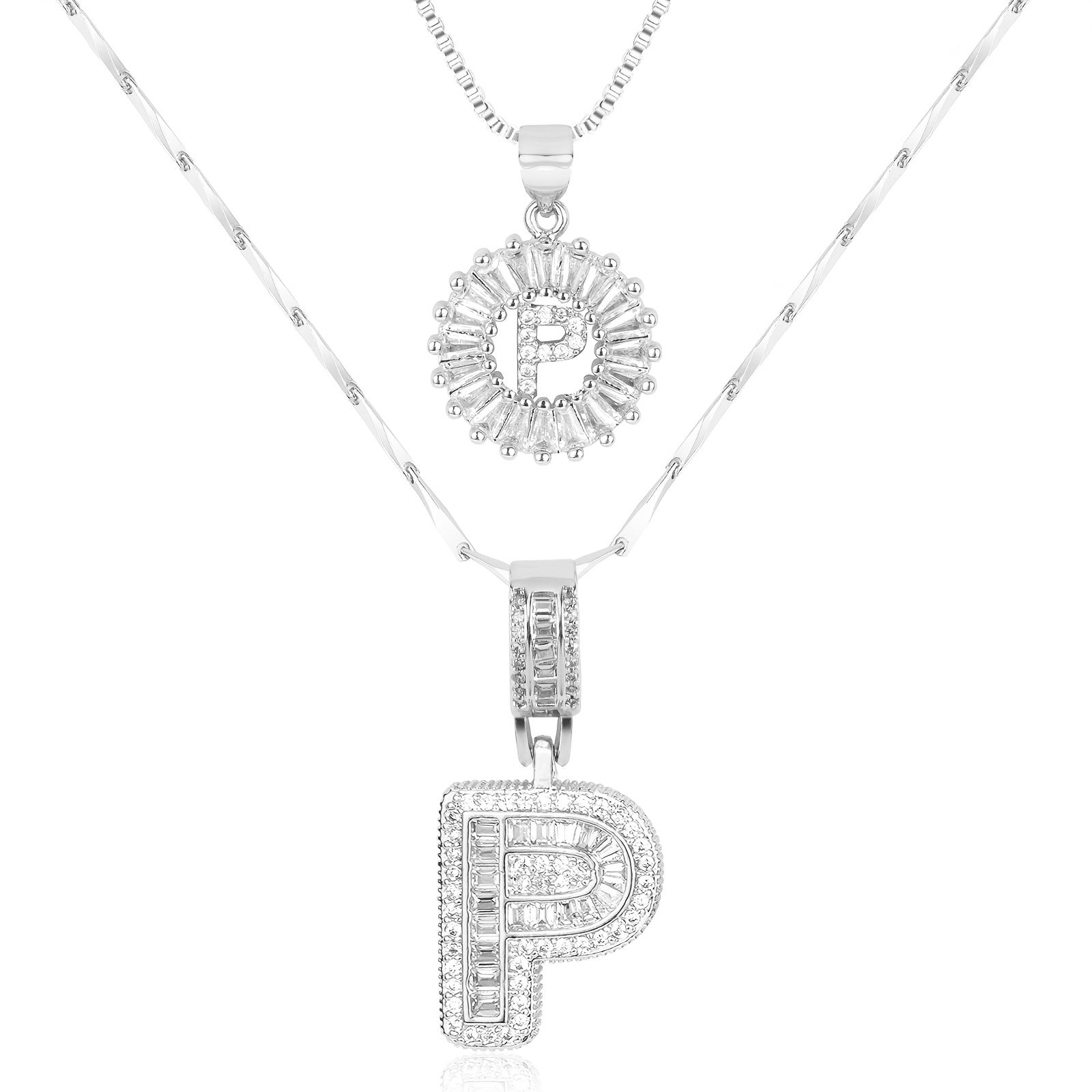 2pc 14k Diamond Letter Initial Necklaces 42