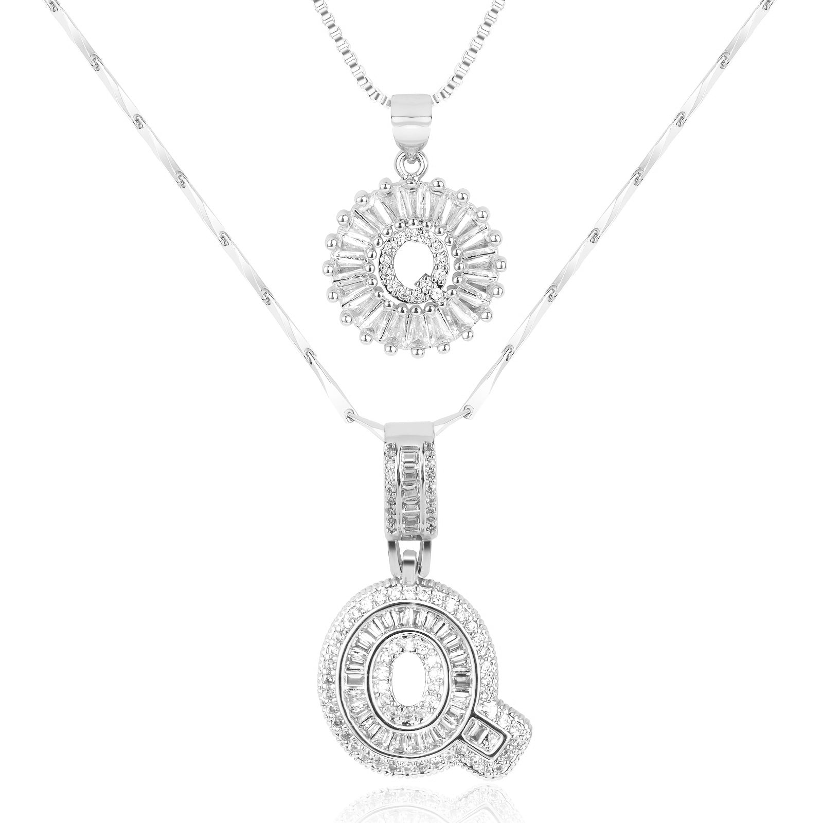 2pc 14k Diamond Letter Initial Necklaces 44