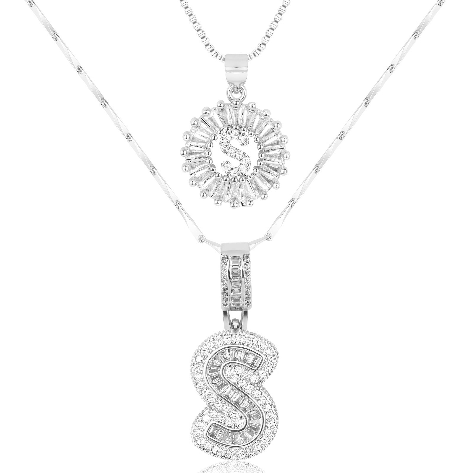 2pc 14k Diamond Letter Initial Necklaces 48