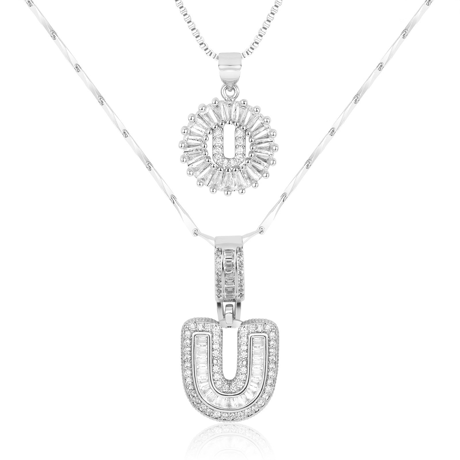 2pc 14k Diamond Letter Initial Necklaces 52