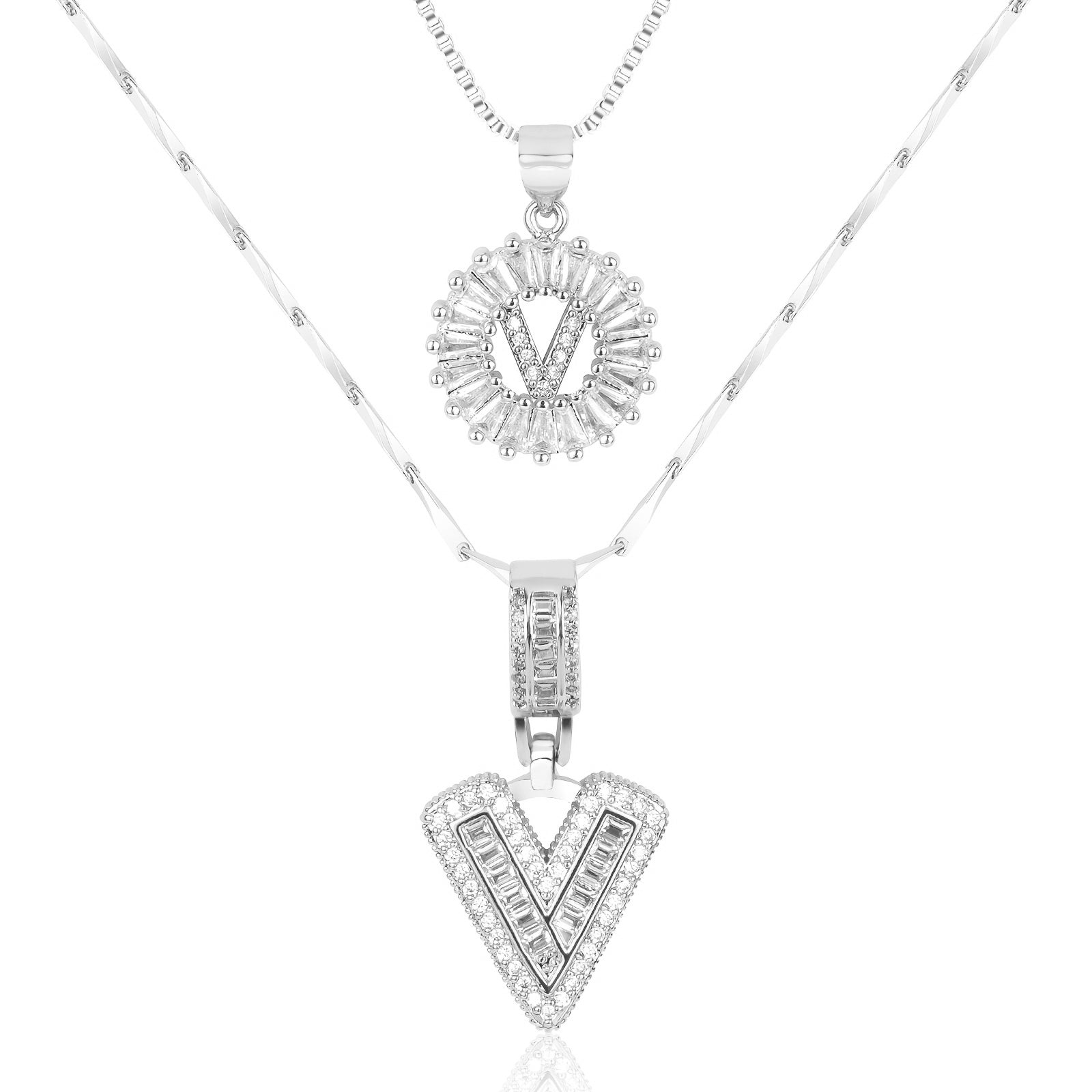 2pc 14k Diamond Letter Initial Necklaces 54