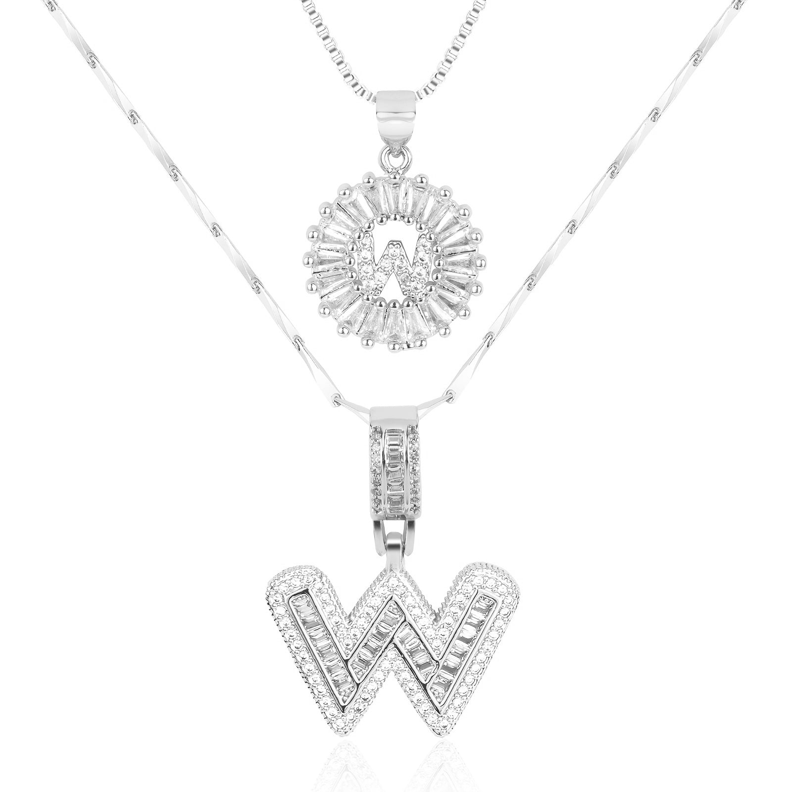 2pc 14k Diamond Letter Initial Necklaces 56