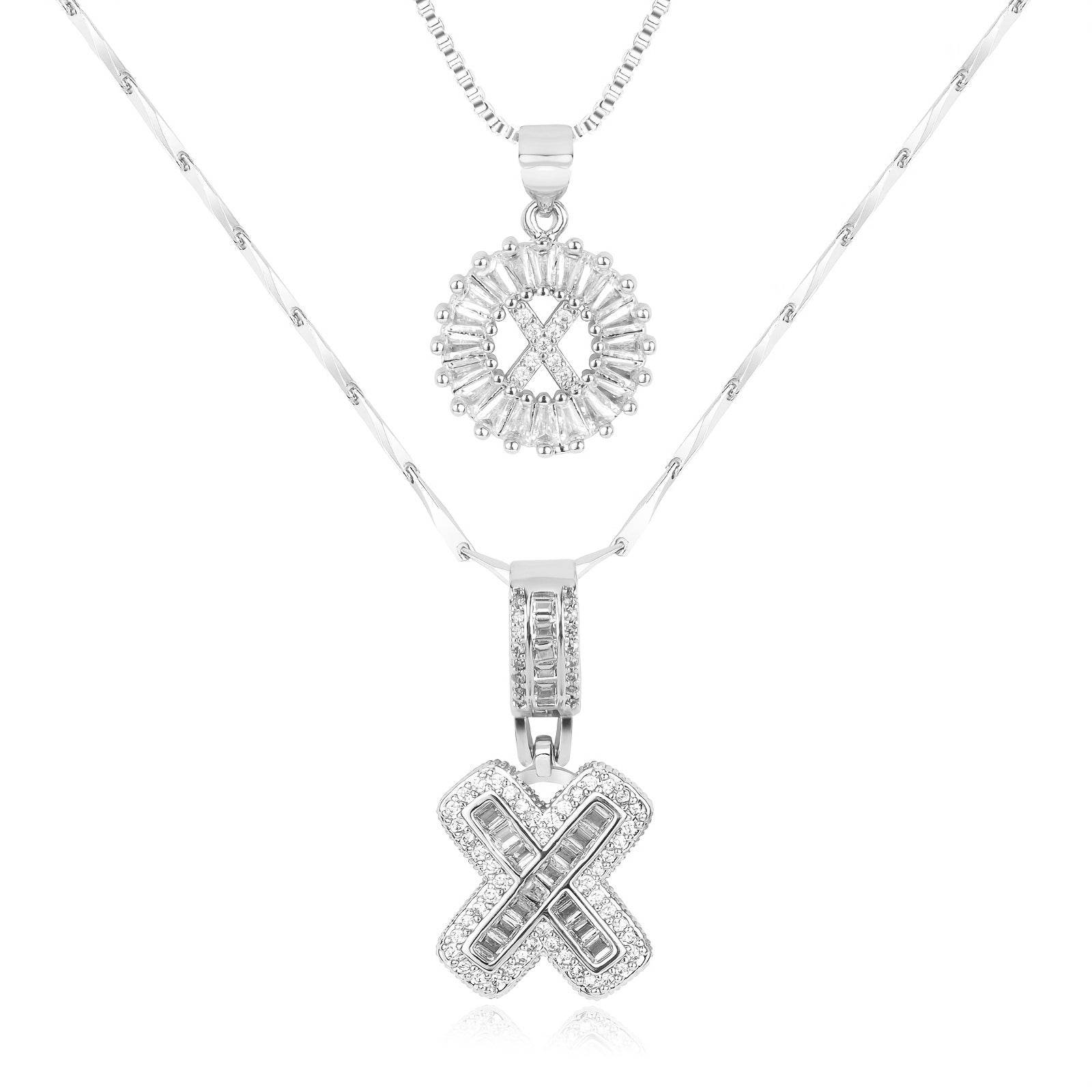 2pc 14k Diamond Letter Initial Necklaces 58