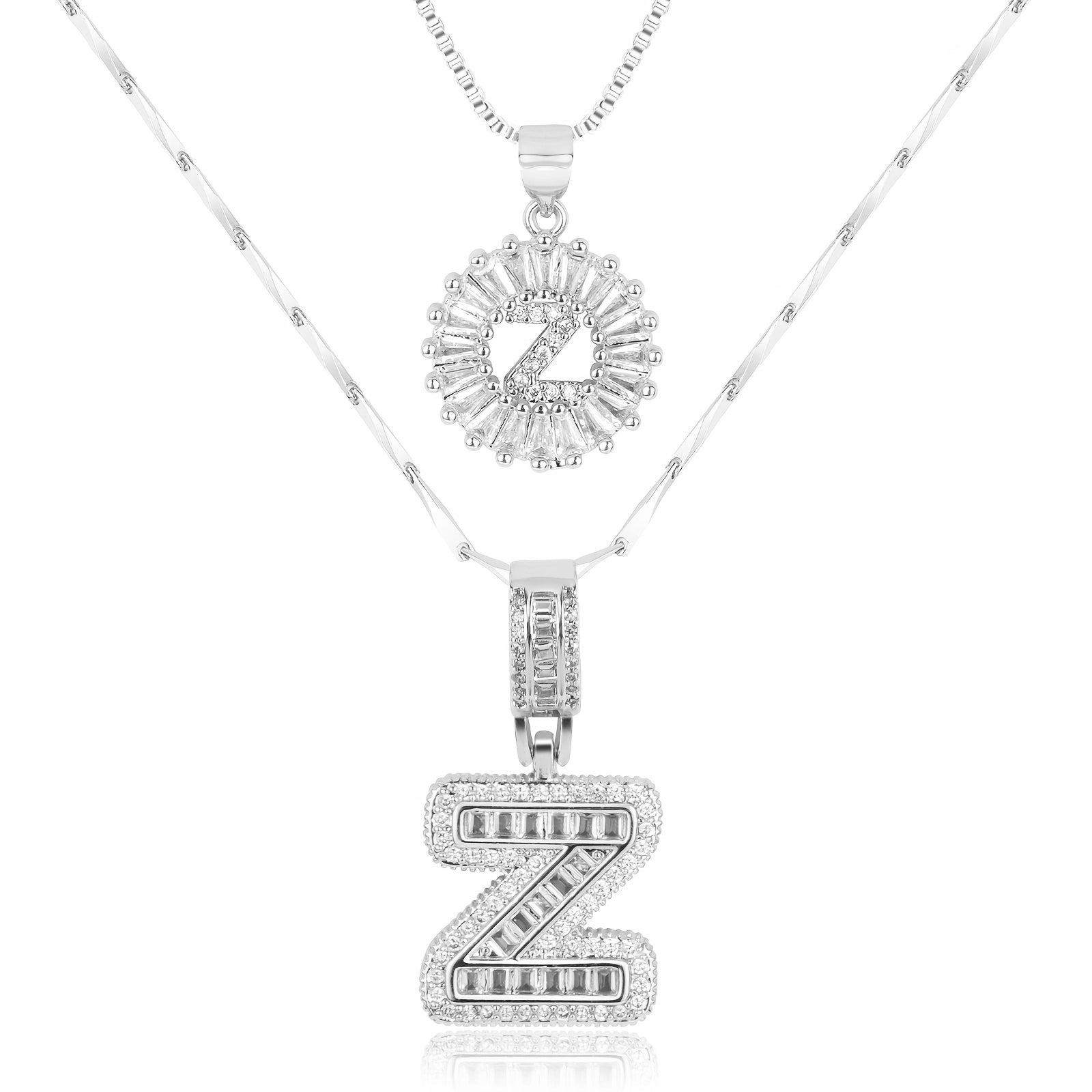 2pc 14k Diamond Letter Initial Necklaces 62
