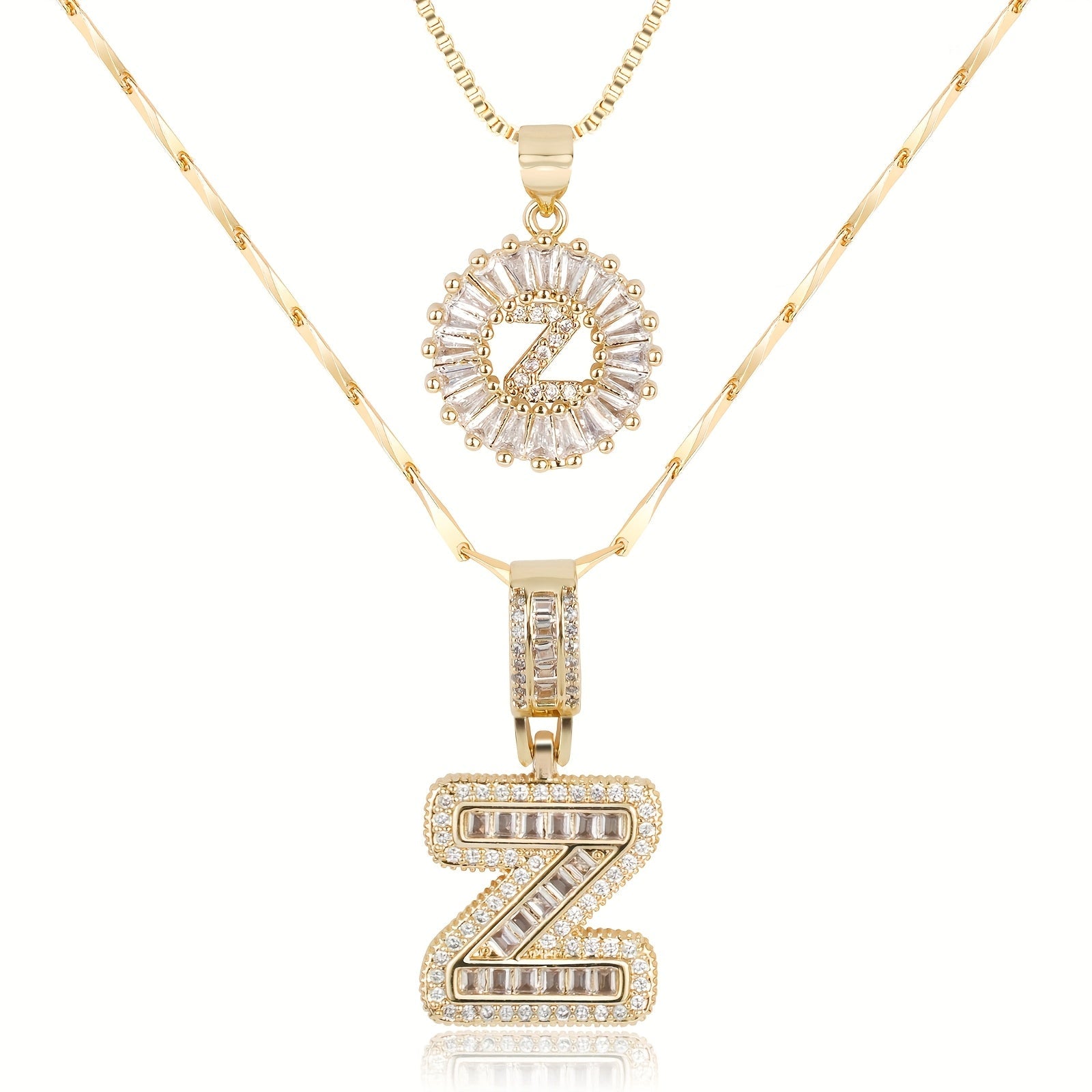 2pc 14k Diamond Letter Initial Necklaces 61