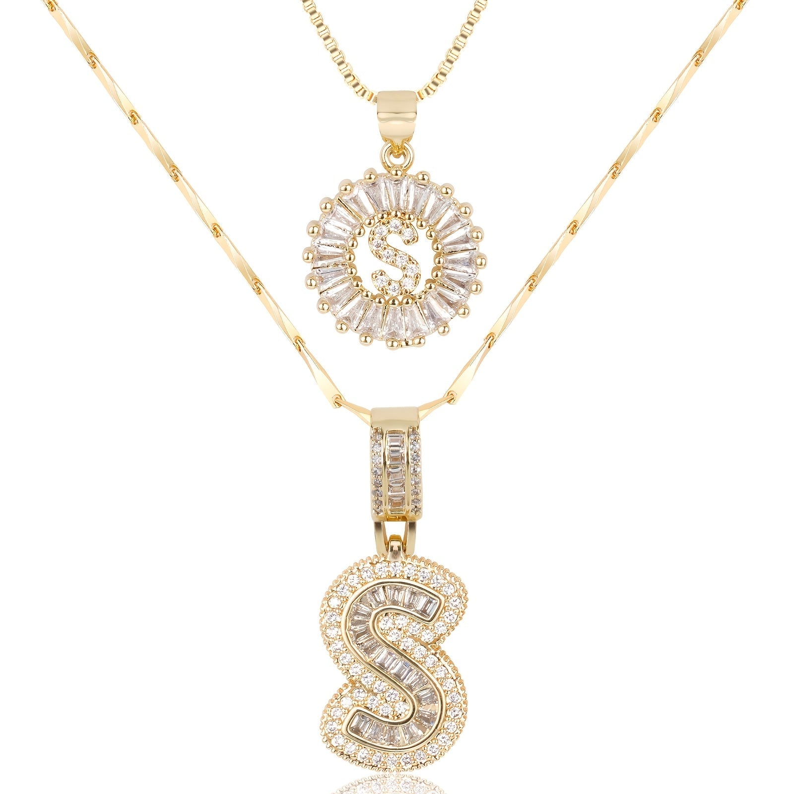 2pc 14k Diamond Letter Initial Necklaces 47