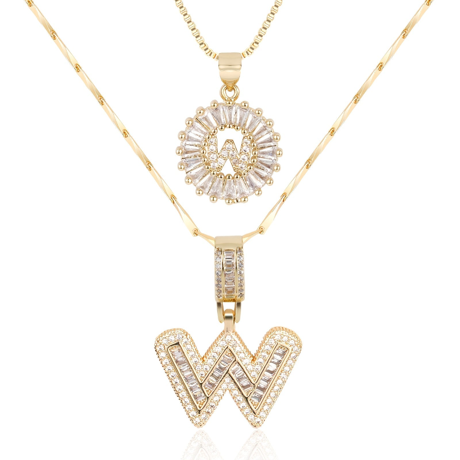 2pc 14k Diamond Letter Initial Necklaces 55