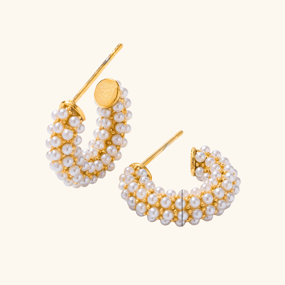 Cluster Pearl Hoops