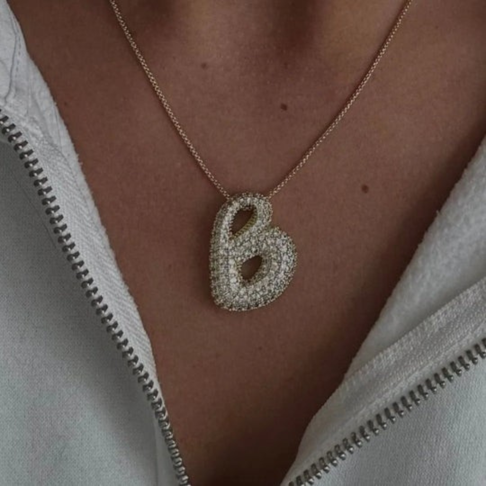 Bubble Initial Diamond Necklace