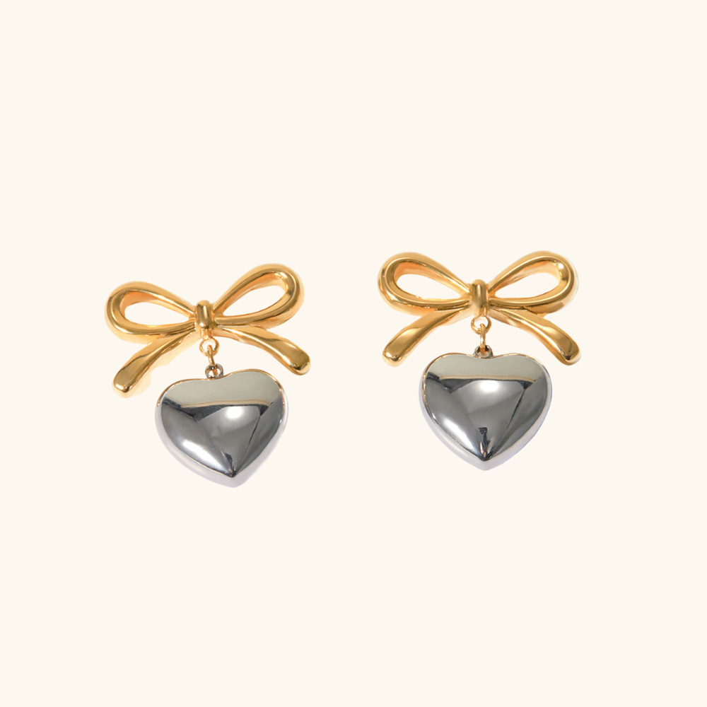 Ribbon Heart Studs