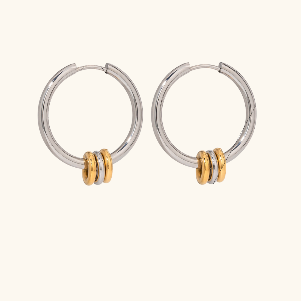 Silver Gold Accent Hoops