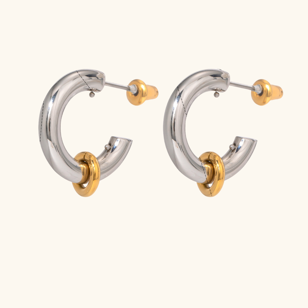 Silver Gold Drop Hoops