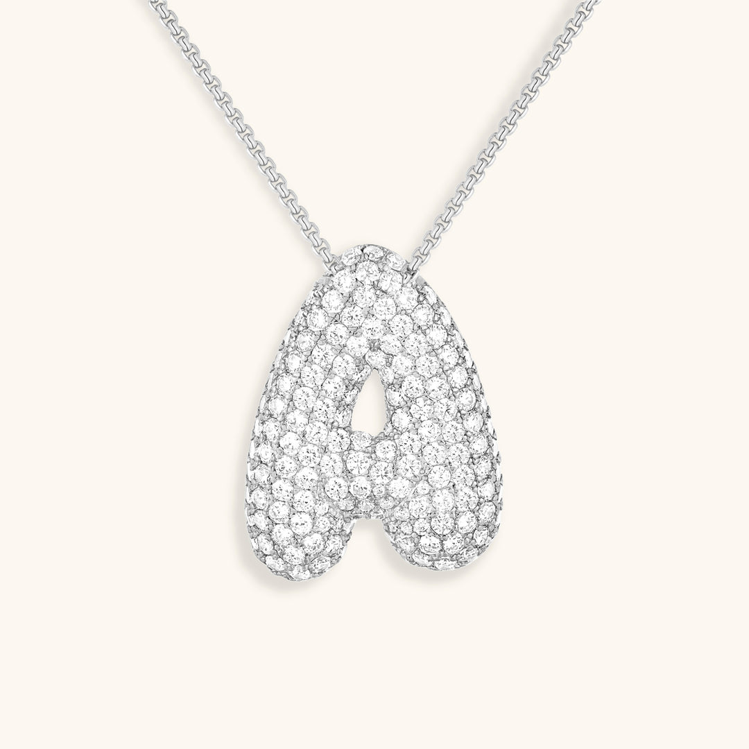 Bubble Initial Diamond Necklace 11