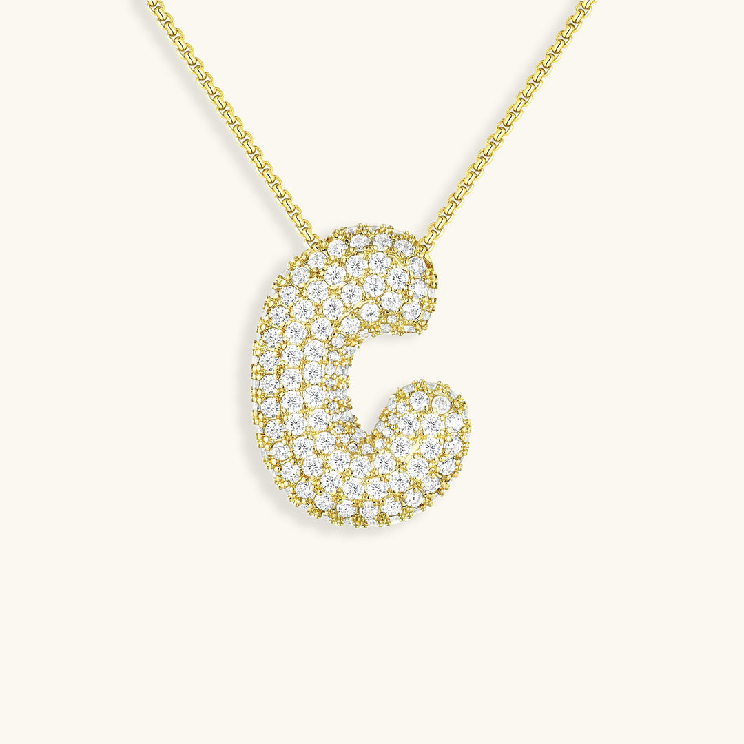 Bubble Initial Diamond Necklace 14