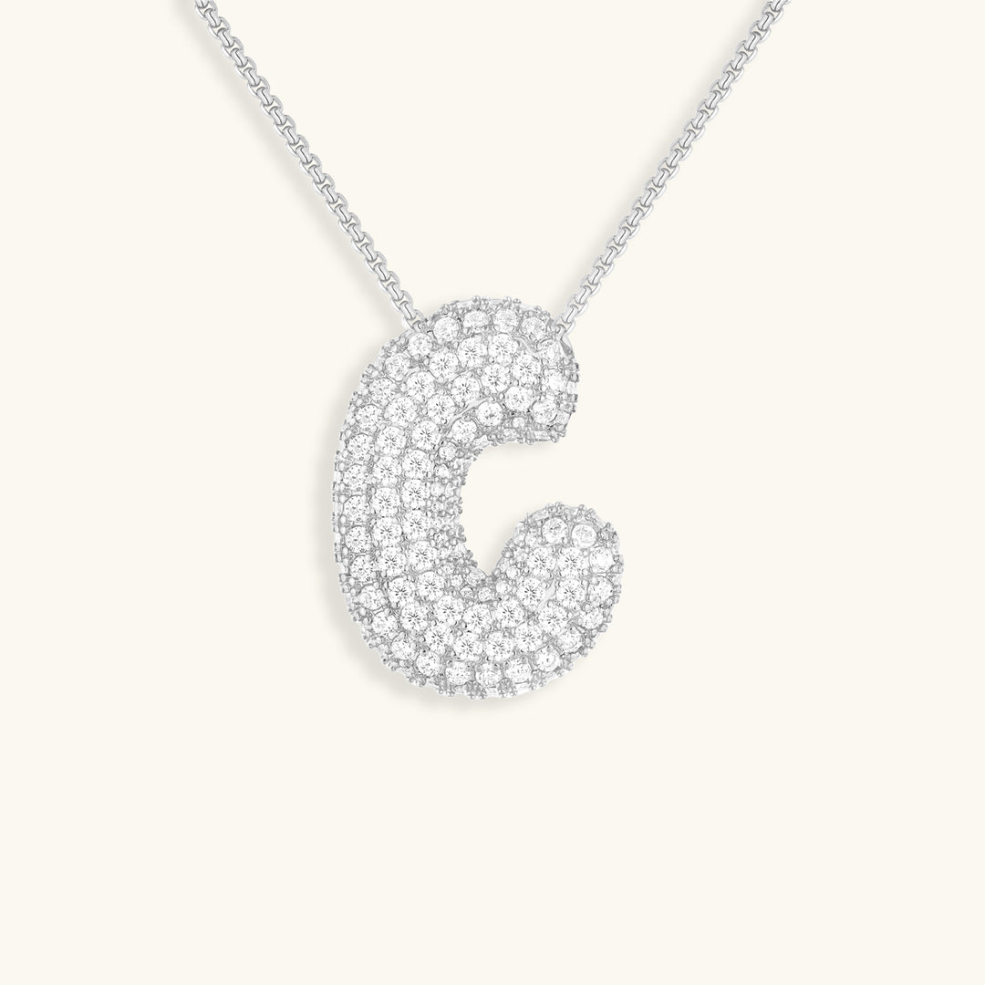 Bubble Initial Diamond Necklace 15