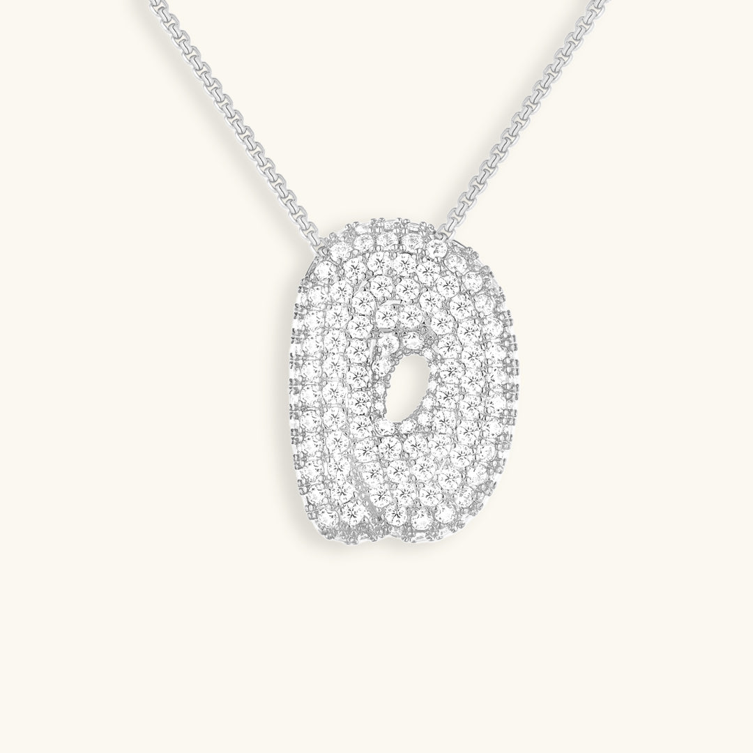 Bubble Initial Diamond Necklace 17