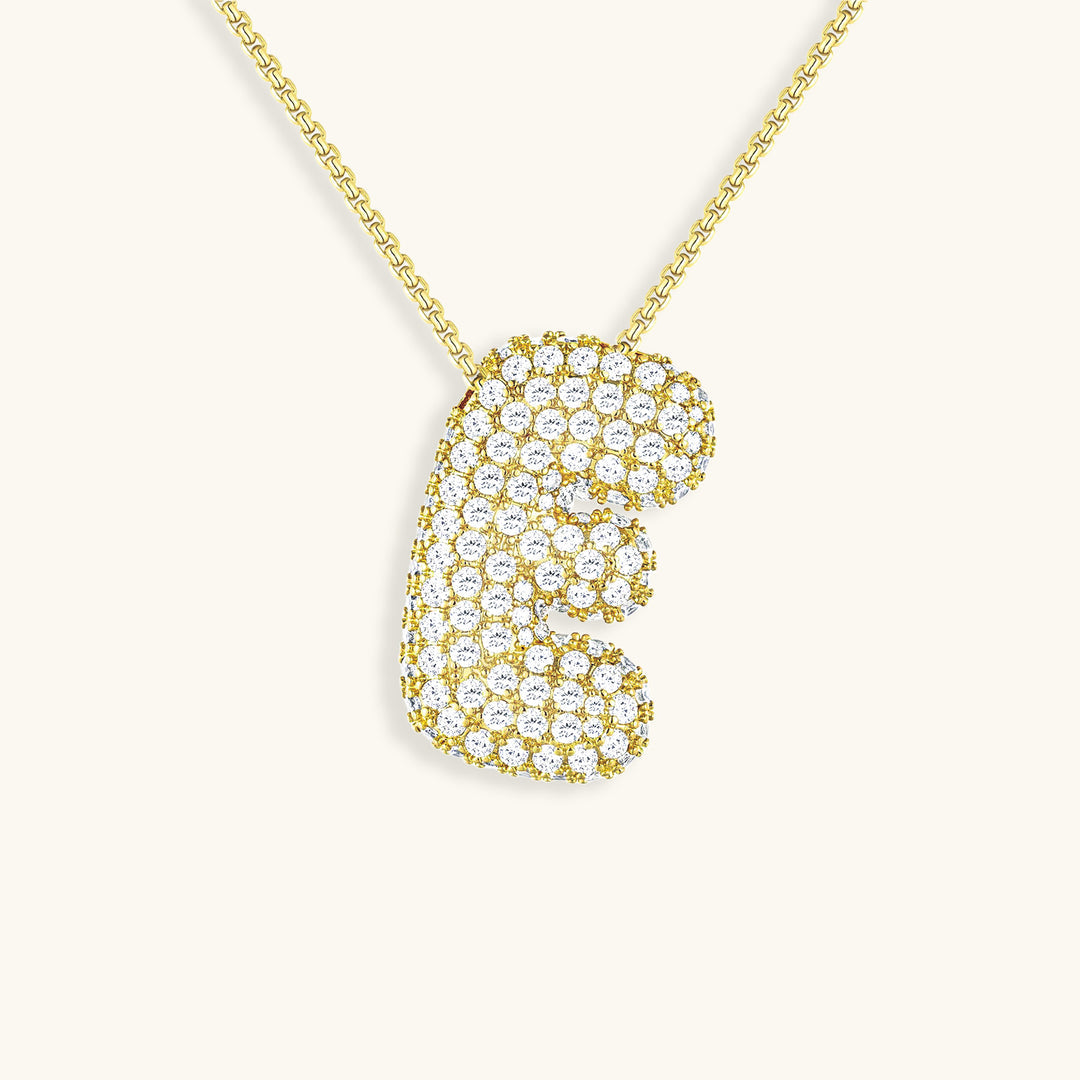 Bubble Initial Diamond Necklace 18