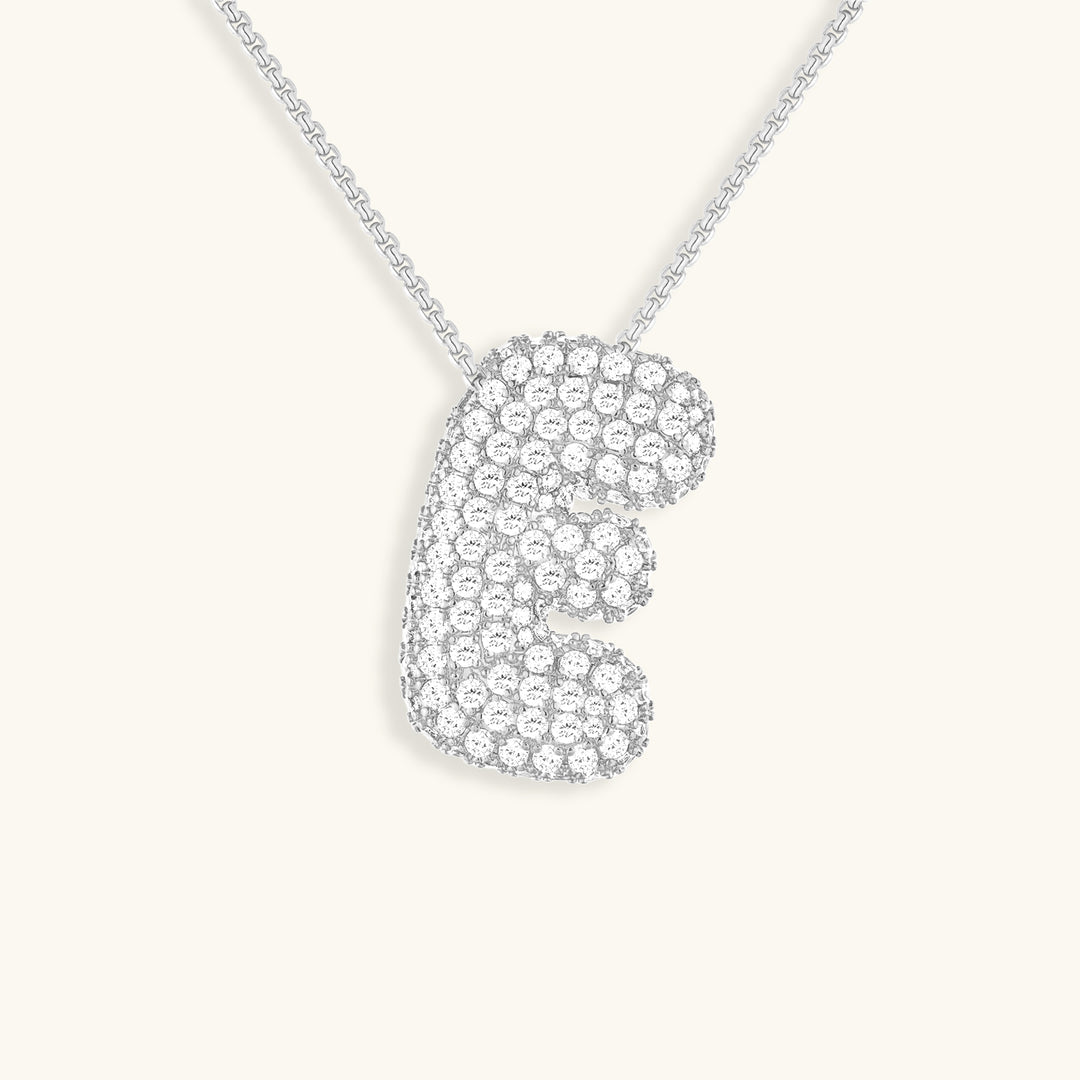 Bubble Initial Diamond Necklace 19
