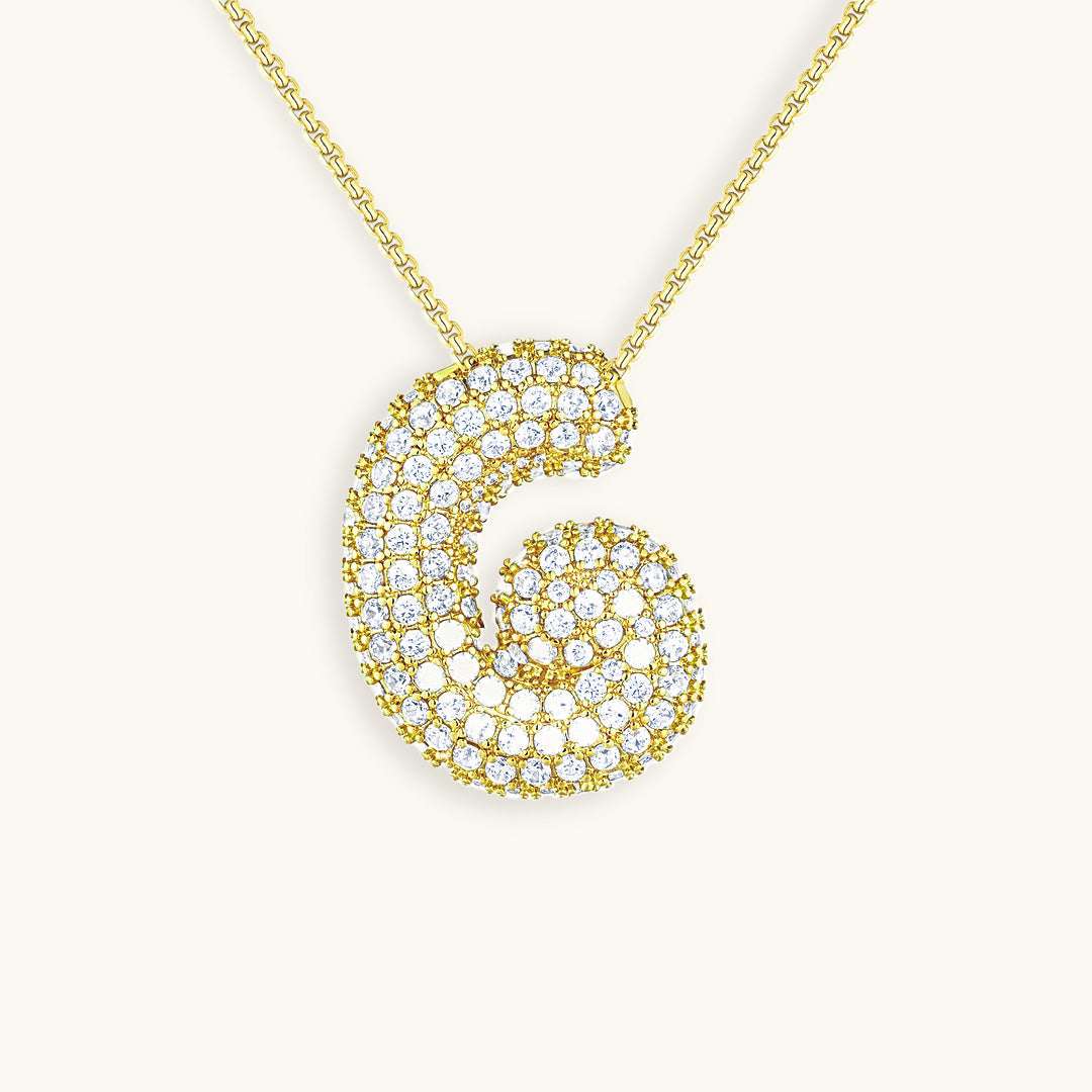 Bubble Initial Diamond Necklace 22