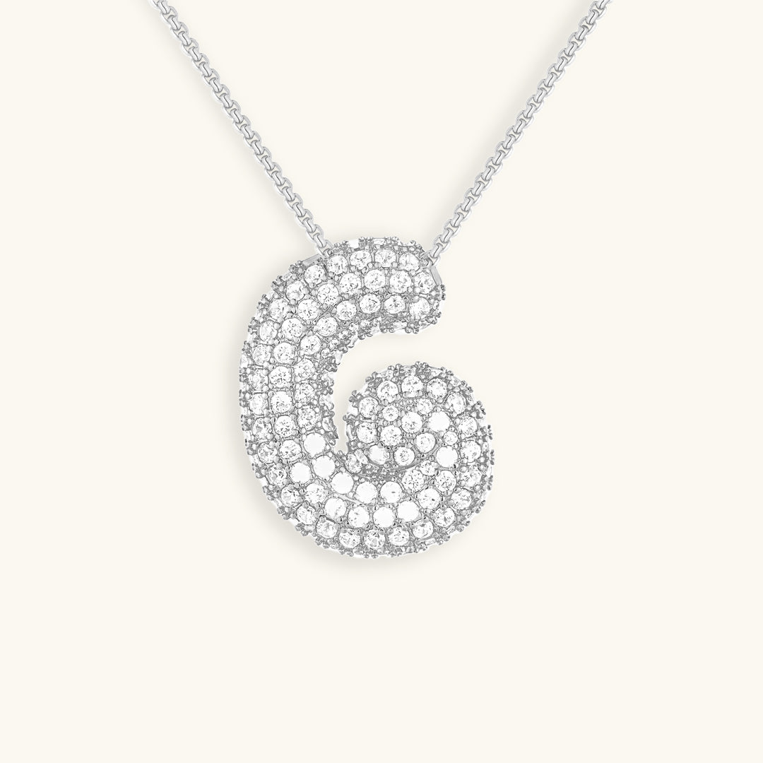 Bubble Initial Diamond Necklace 23