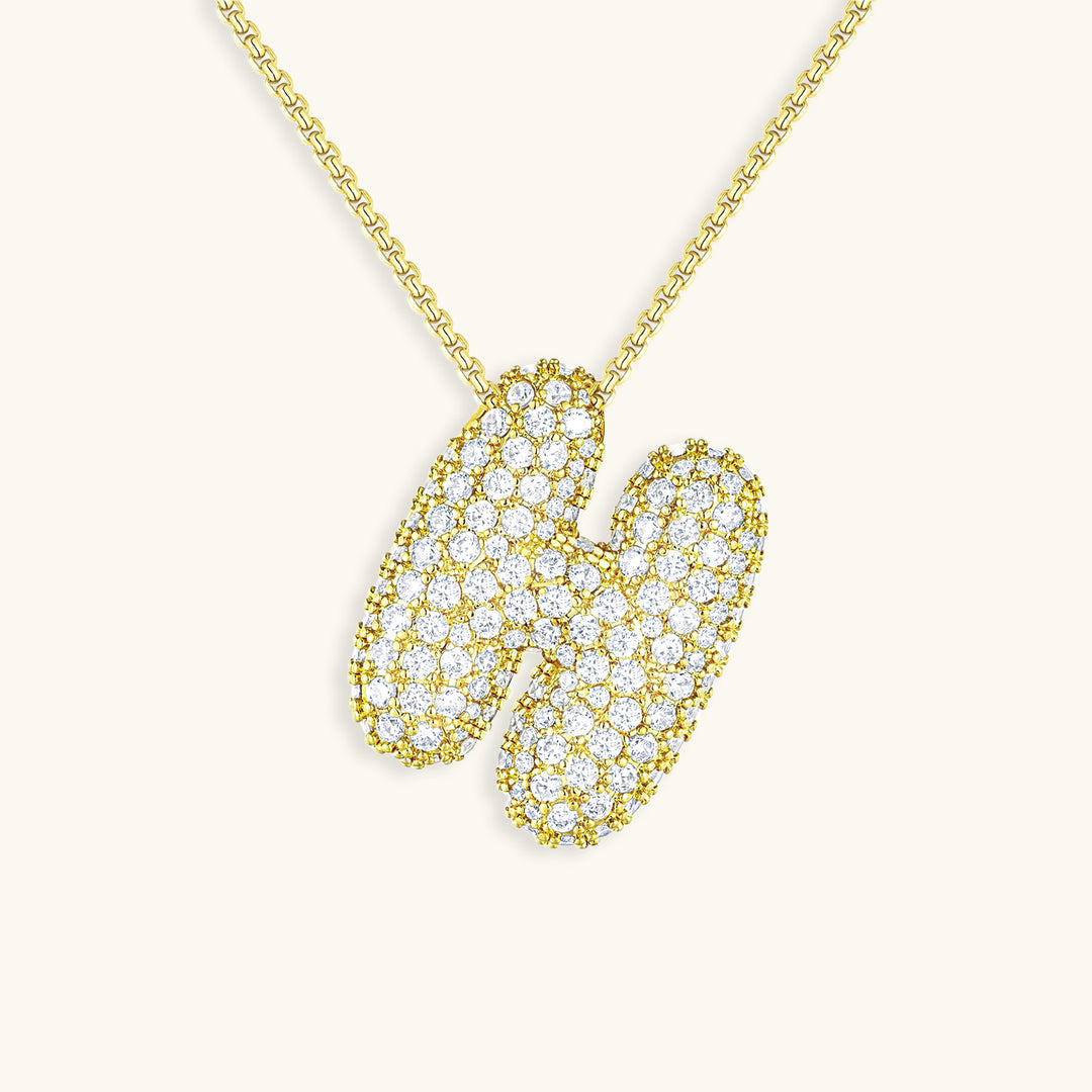 Bubble Initial Diamond Necklace 24