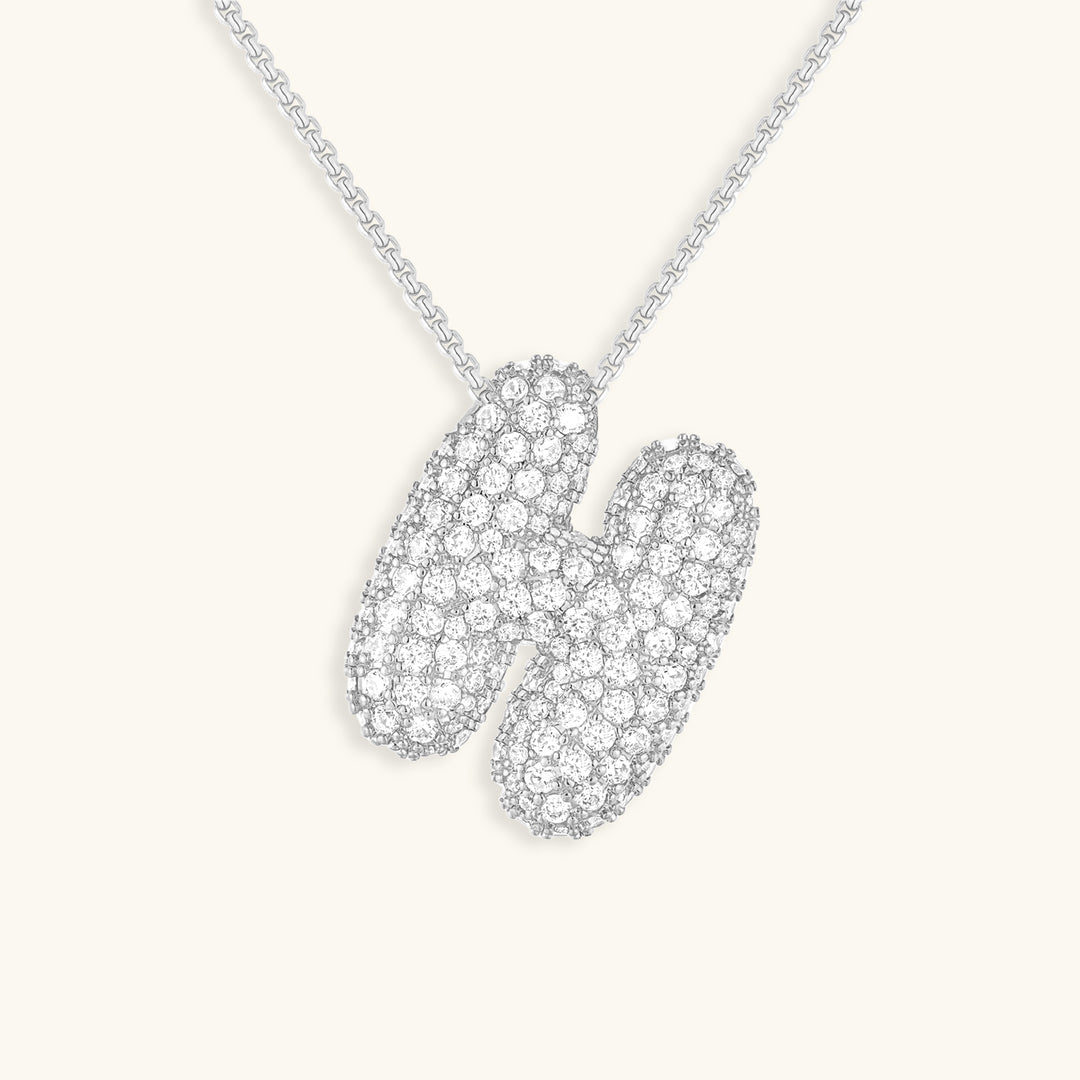 Bubble Initial Diamond Necklace 25