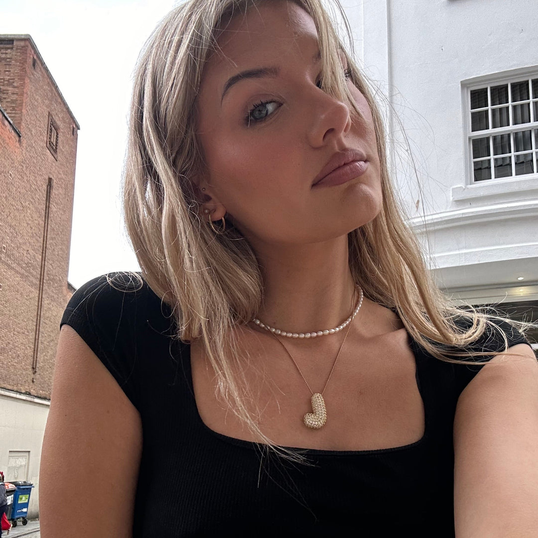 Bubble Initial Diamond Necklace 6