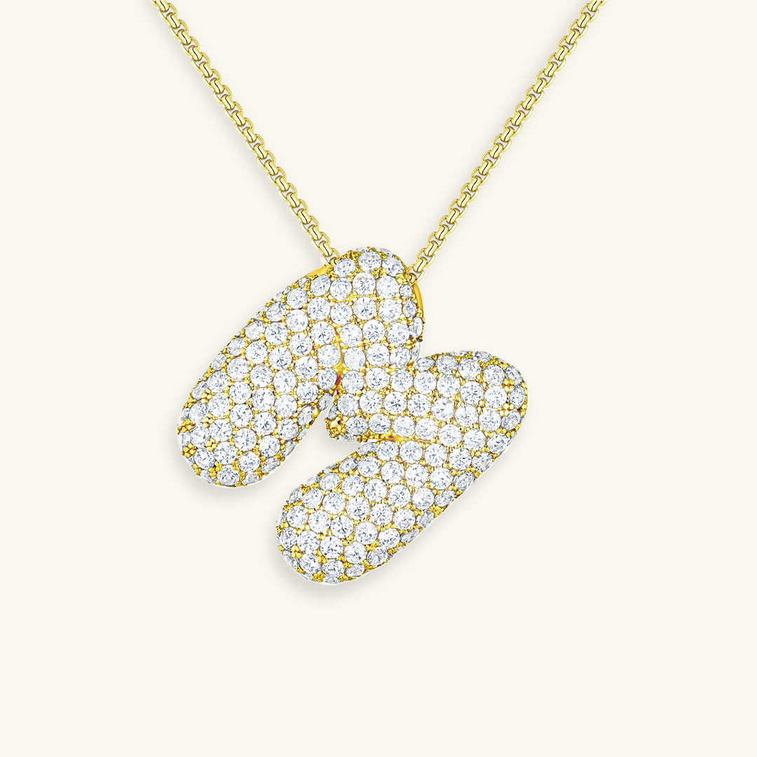 Bubble Initial Diamond Necklace 34