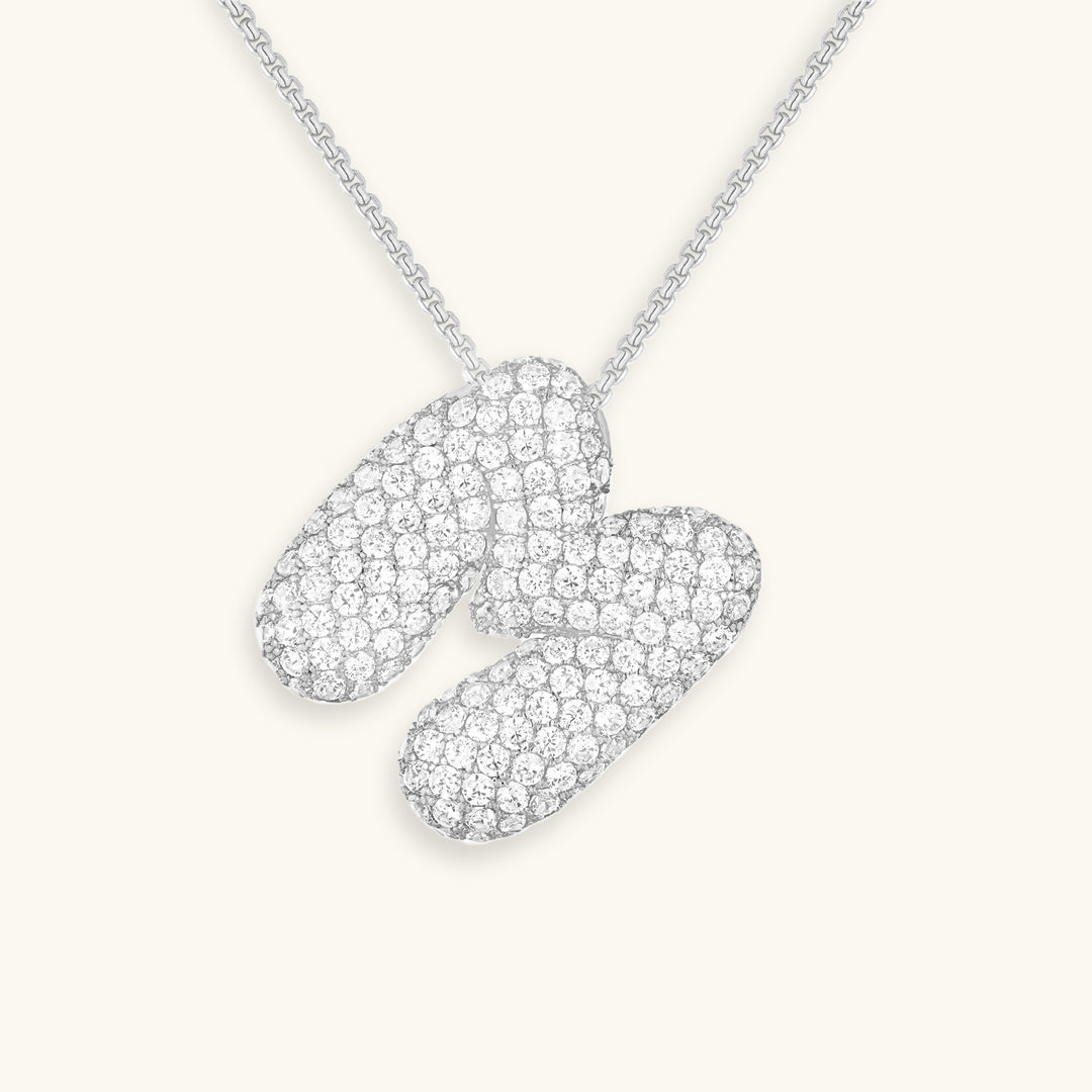 Bubble Initial Diamond Necklace 35