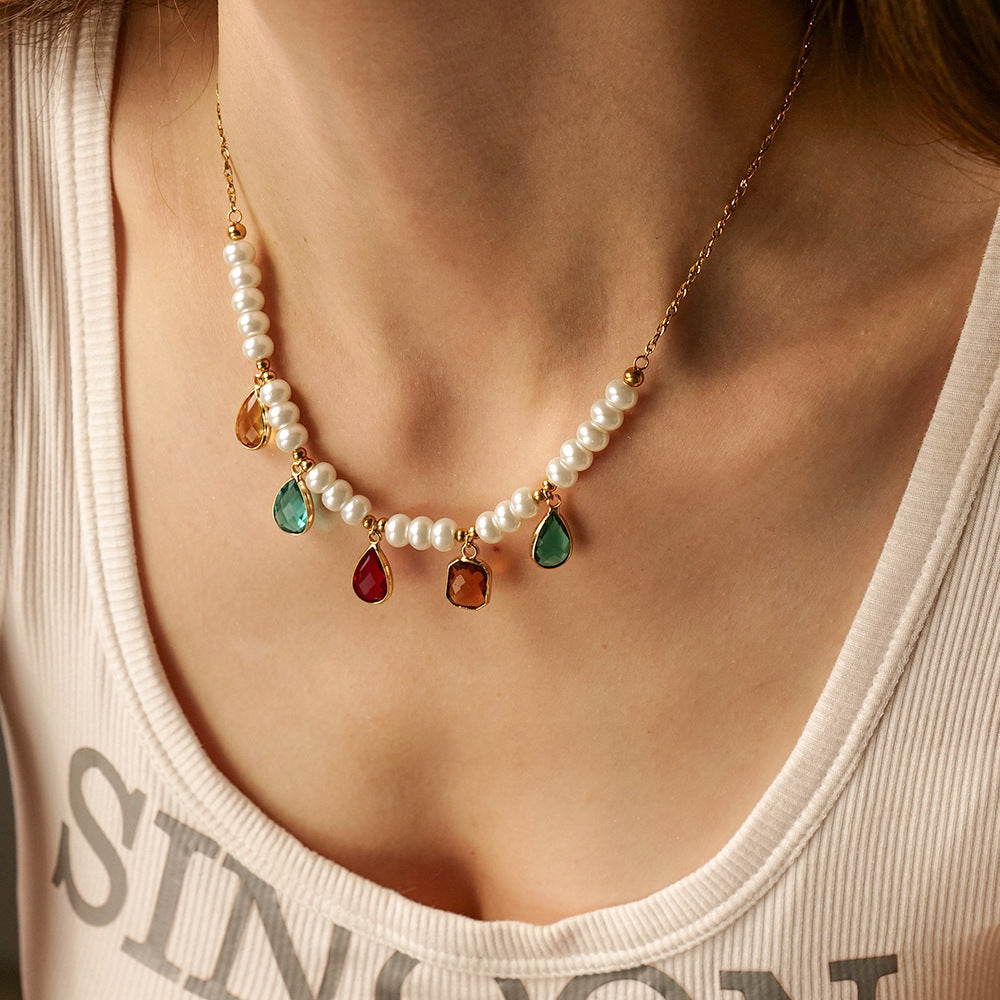 Viva Gem Drop Pearl Choker